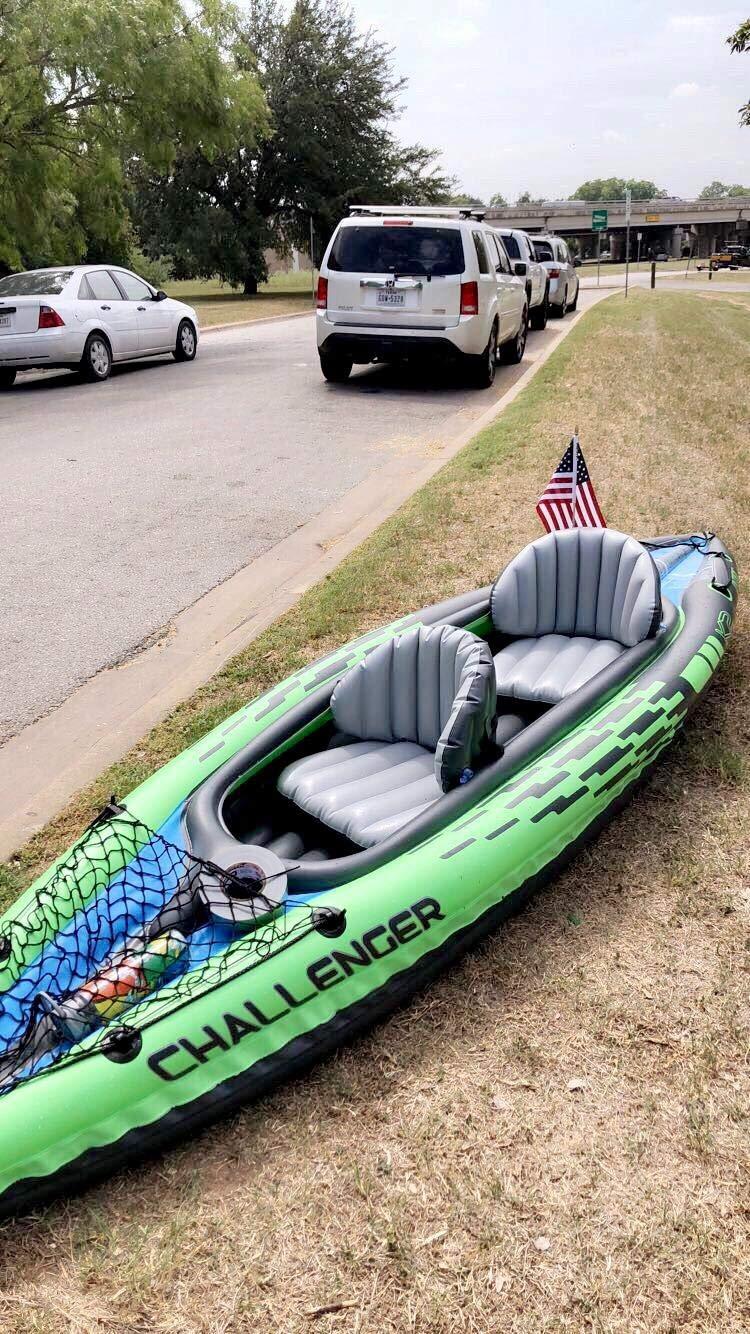 INTEX Challenger Inflatable Kayak Series: Includes Deluxe 86in Kayak Paddles and High-Output Pump – SuperStrong PVC – Adjustable Seat with Backrest – Removable Skeg – Cargo Storage Net customer photo 2