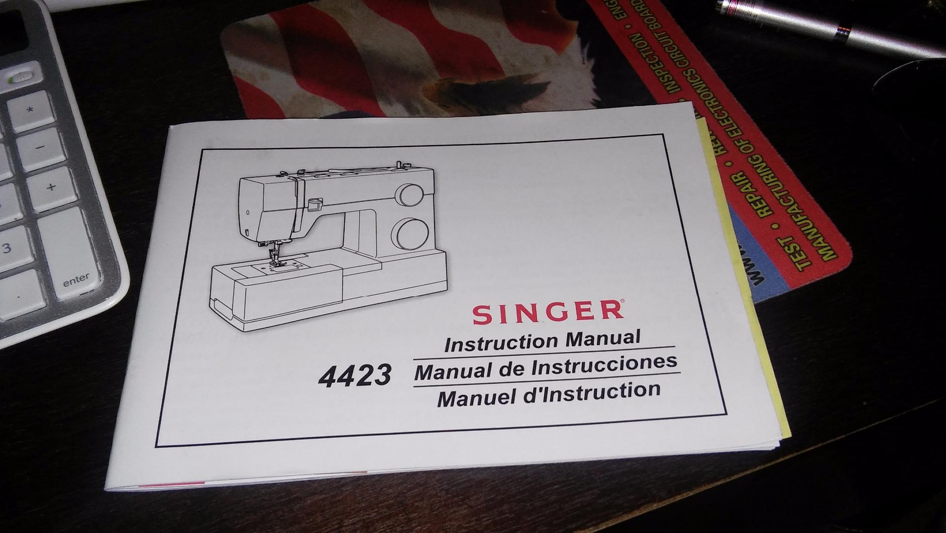 SINGER® 4423 (Grey) High Speed Heavy Duty Sewing Machine with Accessory Kit | 23 stitches deliver 97 applications, 50% more power for denim and canvas, 1100 stitches/min, metal frame, 1-step buttonhole customer photo 1