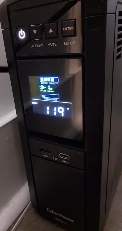 CyberPower CP1500PFCLCD PFC Sinewave UPS Battery Backup and Surge Protector, 1500VA/1000W, 12 Outlets, AVR, Mini Tower, UL Certified customer photo 1