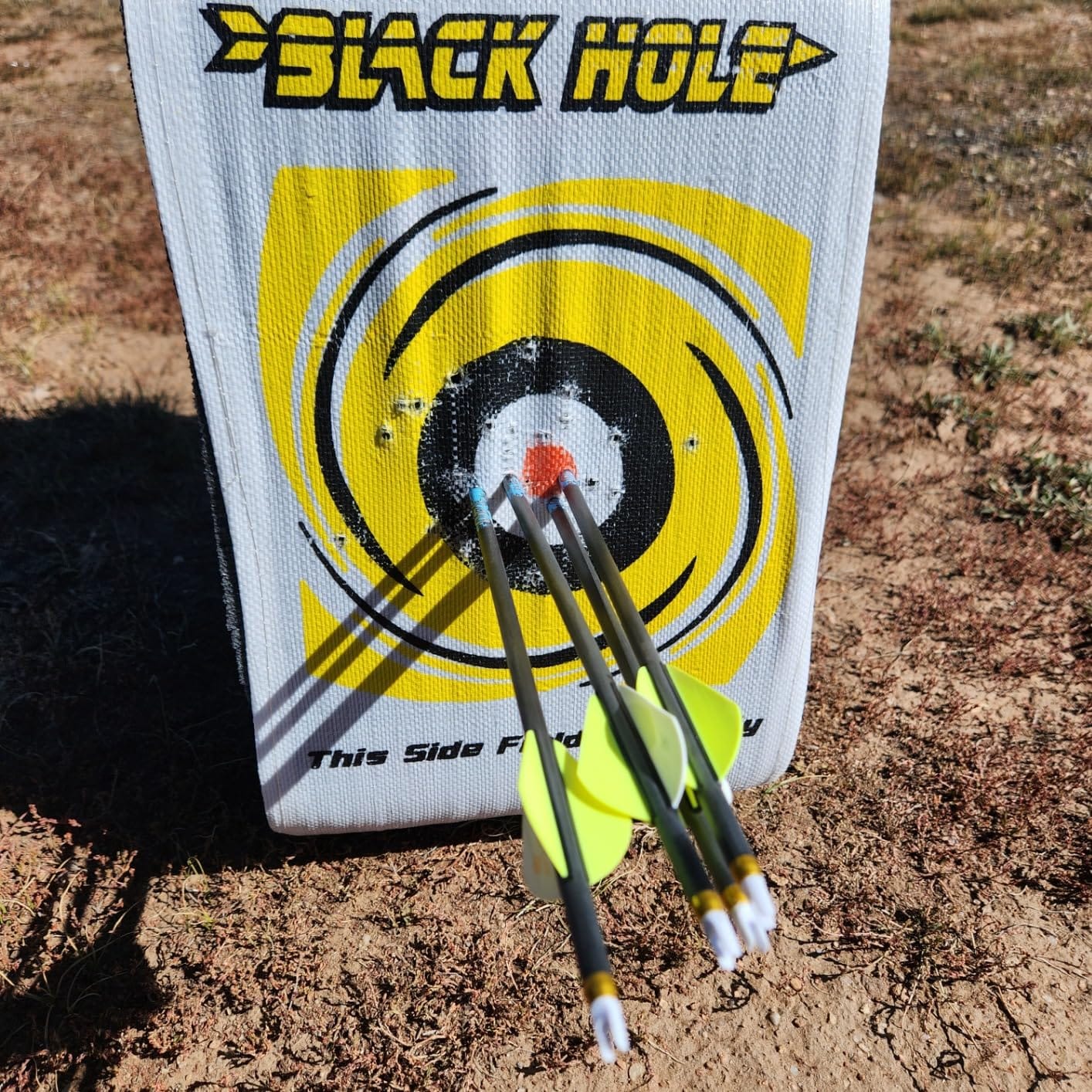 Black Hole 4-Sided Archery Target, Uses Friction Not Force to Stop All Field Points and Broadheads, Open-Face Layered Design, Lightweight and Carry Strap for Portability customer photo 2