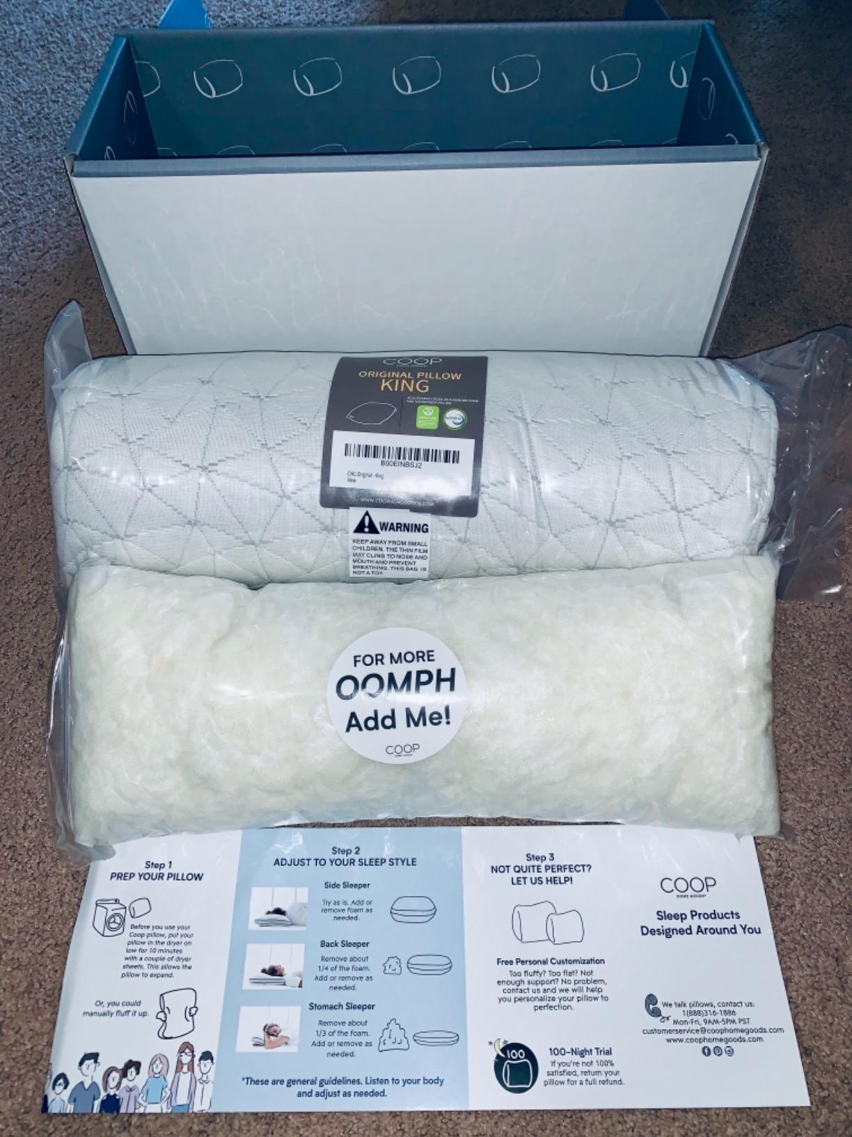 Coop Home Goods Original Adjustable Pillow, King Size Bed Pillow for Sleeping, Cross Cut Memory Foam Pillow - Medium Firm Back, Stomach and Side Sleeper Pillow, CertiPUR-US/GREENGUARD Gold customer photo 1
