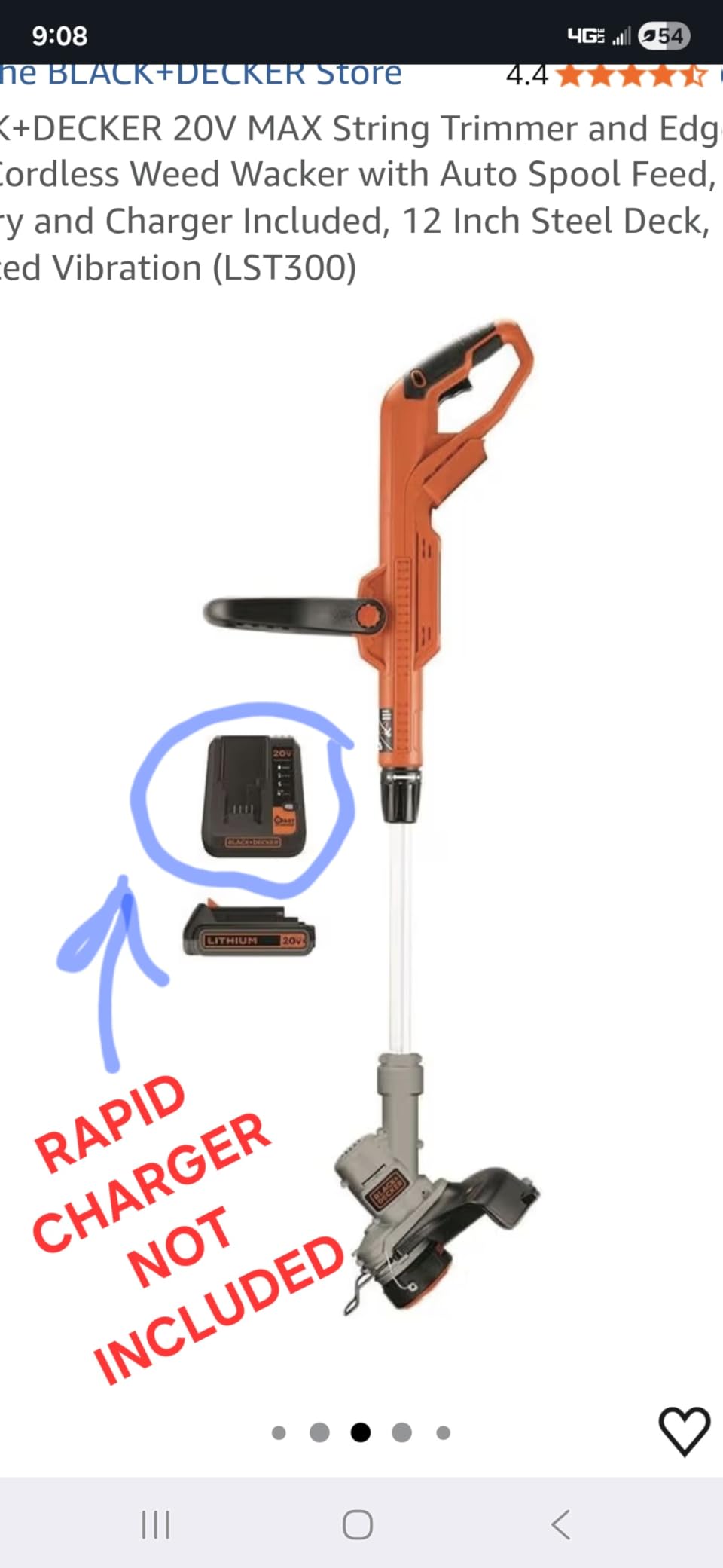 BLACK+DECKER 20V MAX String Trimmer and Edger 2 in 1, Cordless Weed Wacker with Auto Spool Feed, Battery and Charger Included, 12 Inch Steel Deck, Reduced Vibration (LST300) customer photo 1