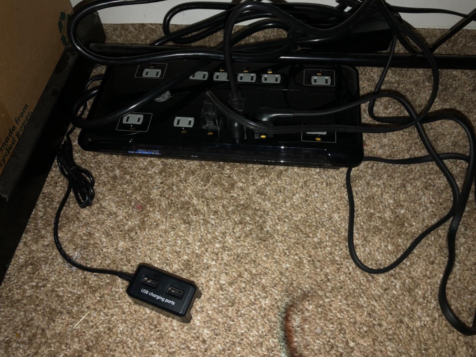 GE Surge Protector Power Strip with 2 Tethered USB Ports | 8 Ft Long Extension Cord, 12 Outlet Extender, 4320 Joules, Flat Plug, Wall Mount, Warranty, UL Safety Listed, Black, 11824 customer photo 2
