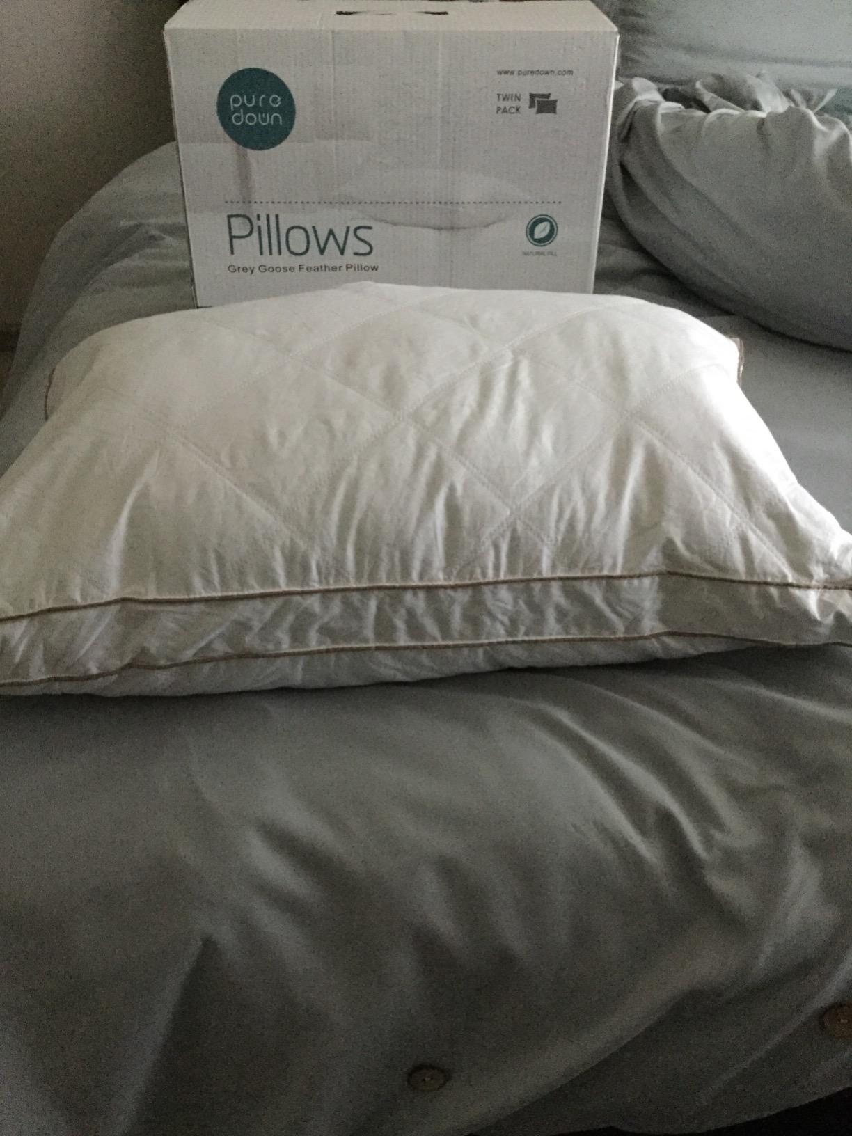 puredown® Goose Feathers and Down Pillow for Sleeping Hotel Collection Bed Pillows, Gusseted, King, Set of 2 customer photo 2