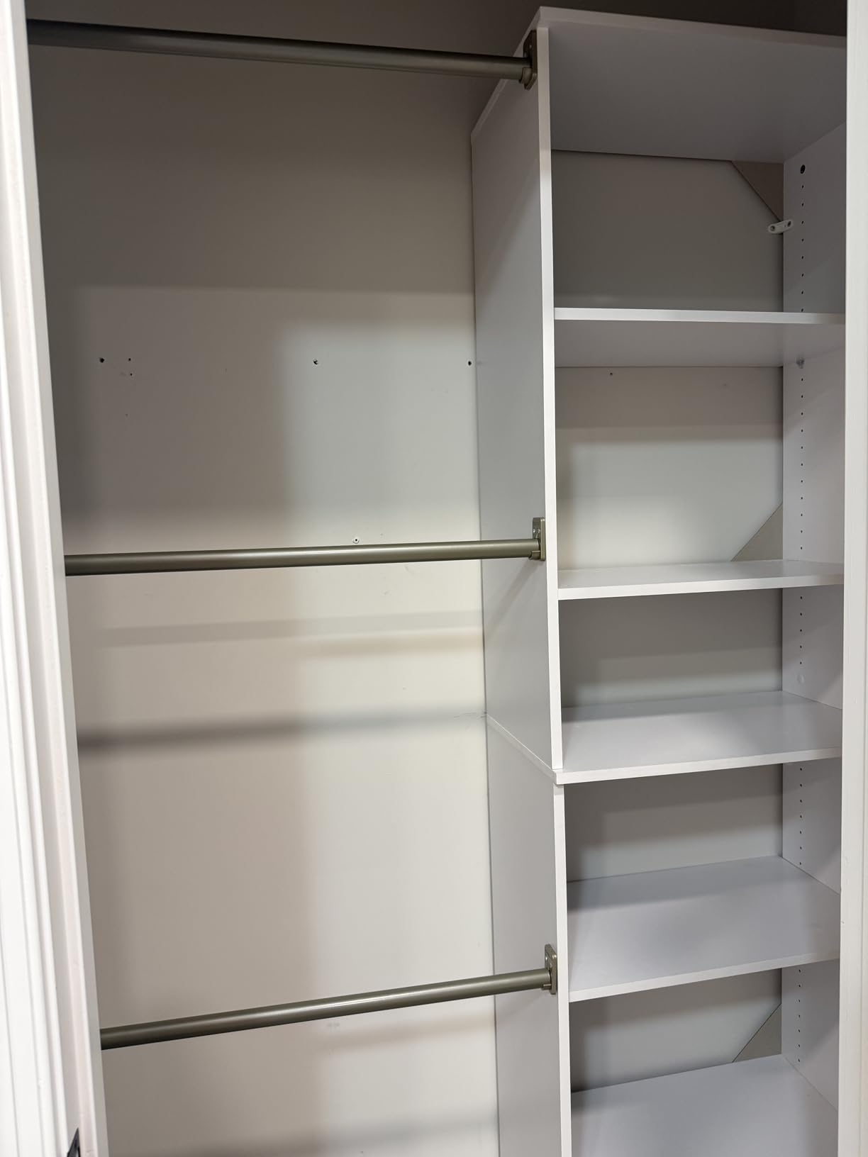 ClosetMaid SuiteSymphony Wood Closet Organizer System, 25-Inch Starter Kit with Tower and 3 Hang Rods and Shelving, Adjustable Shelves, Customizable Insert, Reach-in or Walk-in Closets, Pure White customer photo 1