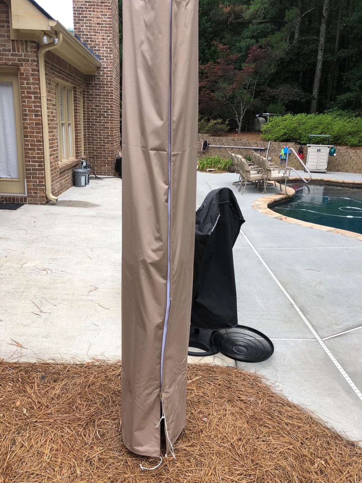 PURPLE LEAF Cantilever Patio Umbrellas 10' x 10' Square Double Top, Beige customer photo 1