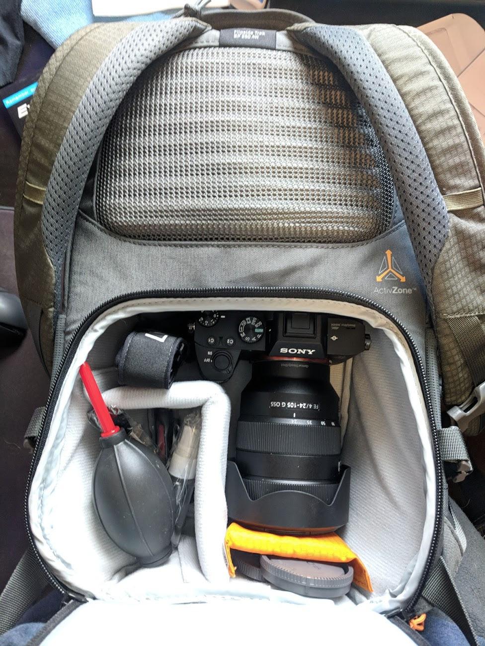 Lowepro LP37014-PWW, Flipside Trek BP 250 AW Backpack for Camera with ActiveZone Suspension System, Tablet Compartment, Grey/Dark Green customer photo 2