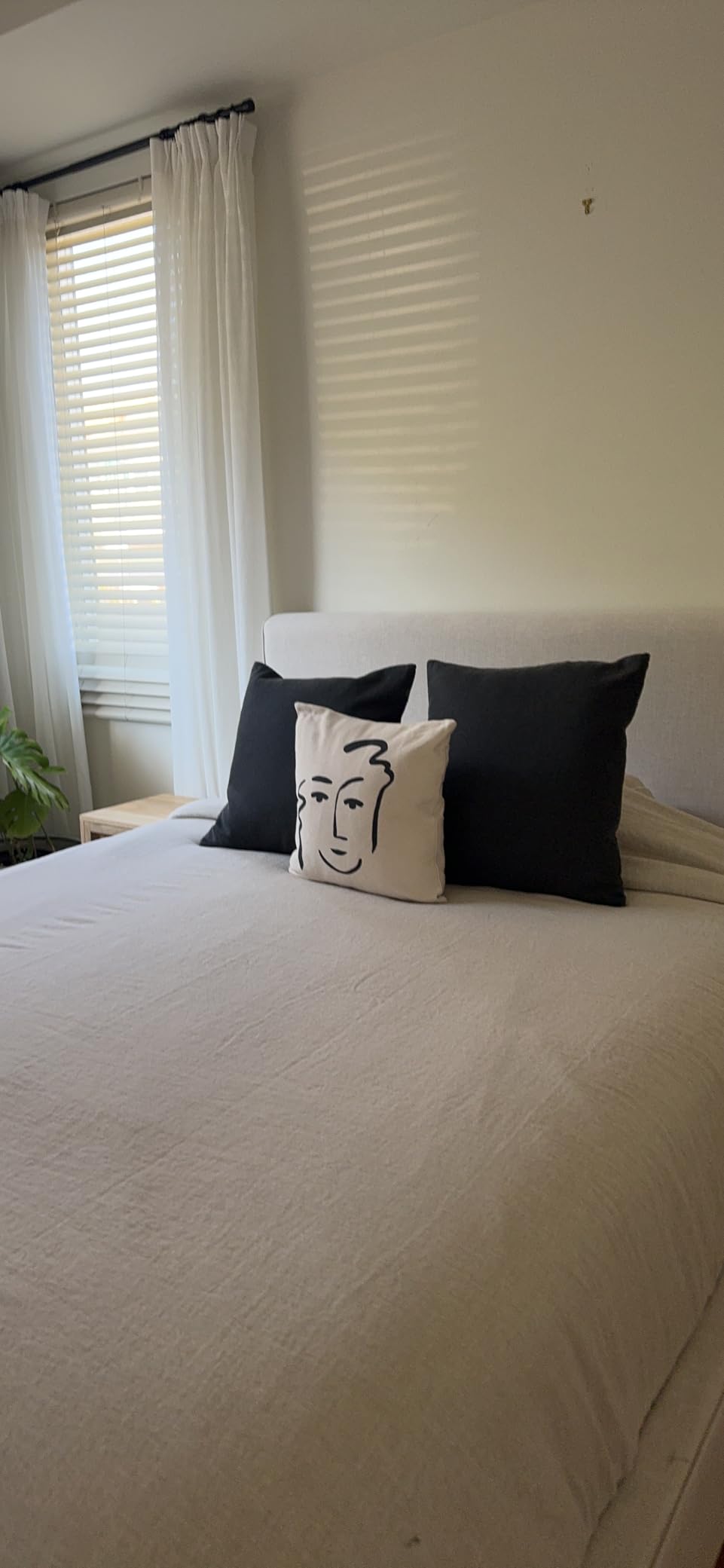 Simple&Opulence 100% Linen Duvet Cover Set with Embroidery Border Washed - 3 Pieces (1 Duvet Cover with 2 Pillow Shams) with Button Closure Soft Breathable Farmhouse - Linen, Queen Size customer photo 1