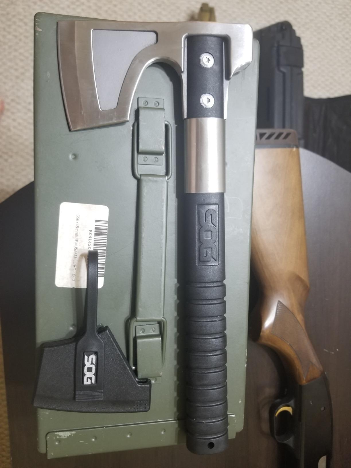 SOG Camp Axe- Compact Camping and Survival Hatchet/Hammer Tool with Sheath and 3.1 Inch Bushcraft Axe Edge (CH1001-CP) customer photo 2