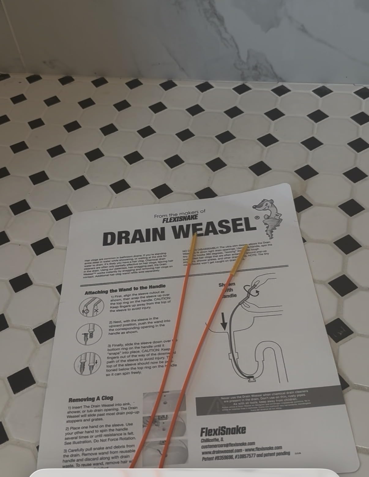 FlexiSnake Drain Weasel Sink Snake Hair Clog Remover Tool Kit, 5 Wands customer photo 1