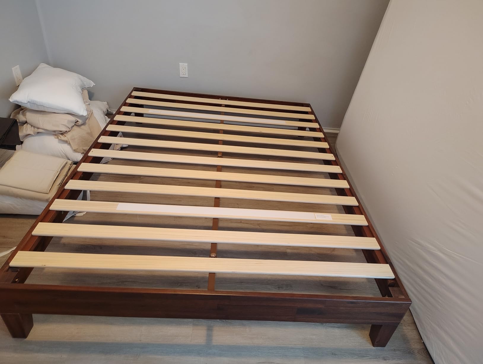 Zinus 12 Inch Deluxe Wood Platform Bed / No Boxspring Needed / Wood Slat Support / Rustic Pine Finish, Queen customer photo 2