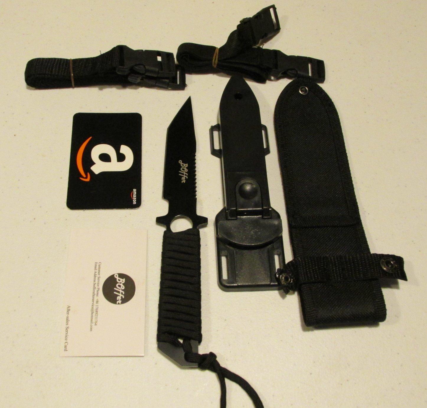 Dive Knife Scuba Diving Knife, Black Tactical Sharp Blade knives, Divers dive tool with 2 Types Sheaths,Sawing Edge and 2 Pairs Leg Straps for Snorkeling,Hunting,Camping customer photo 2