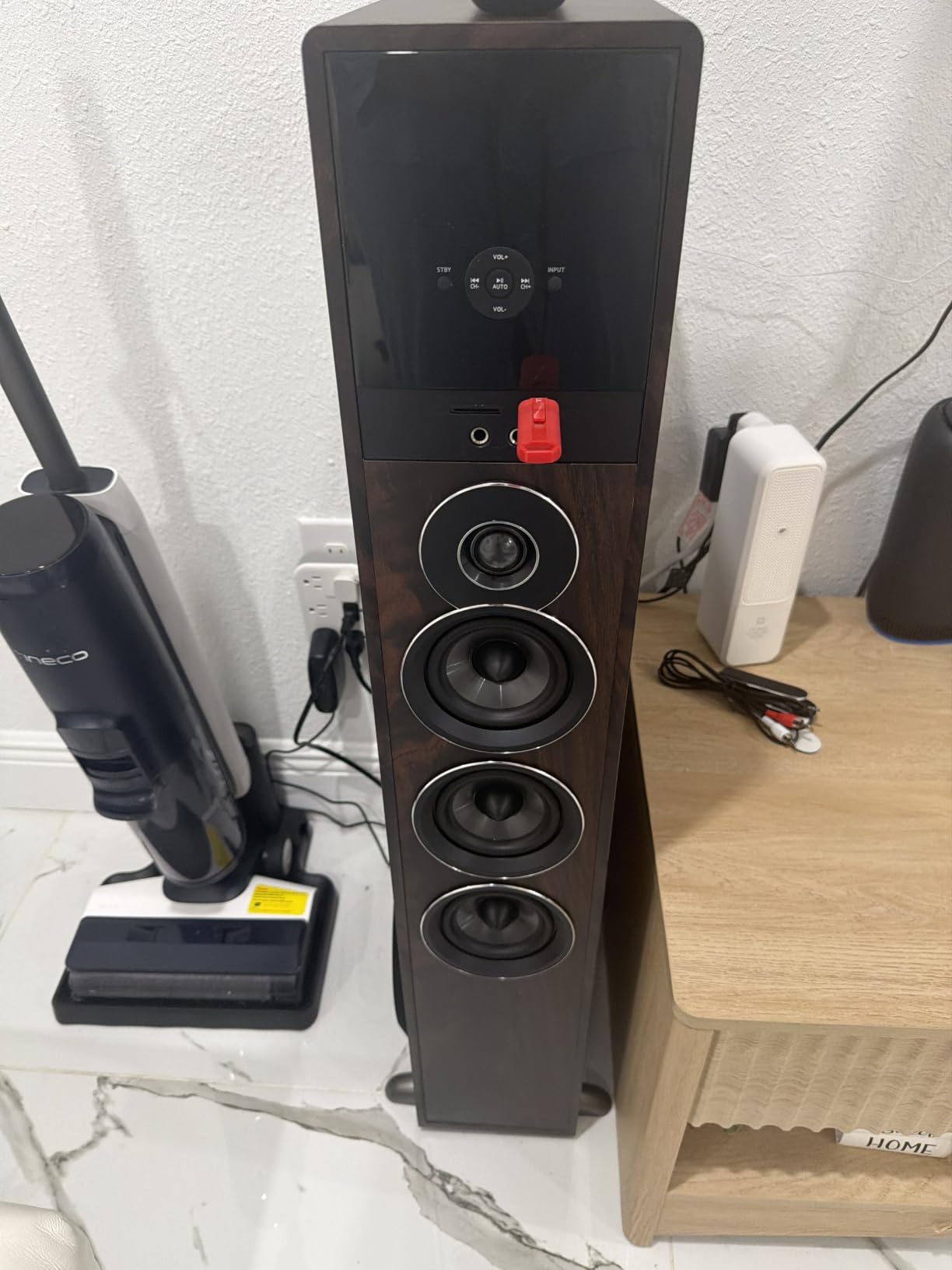 Rockville TM150B Black Powered Home Theater Tower Speakers Dual 10