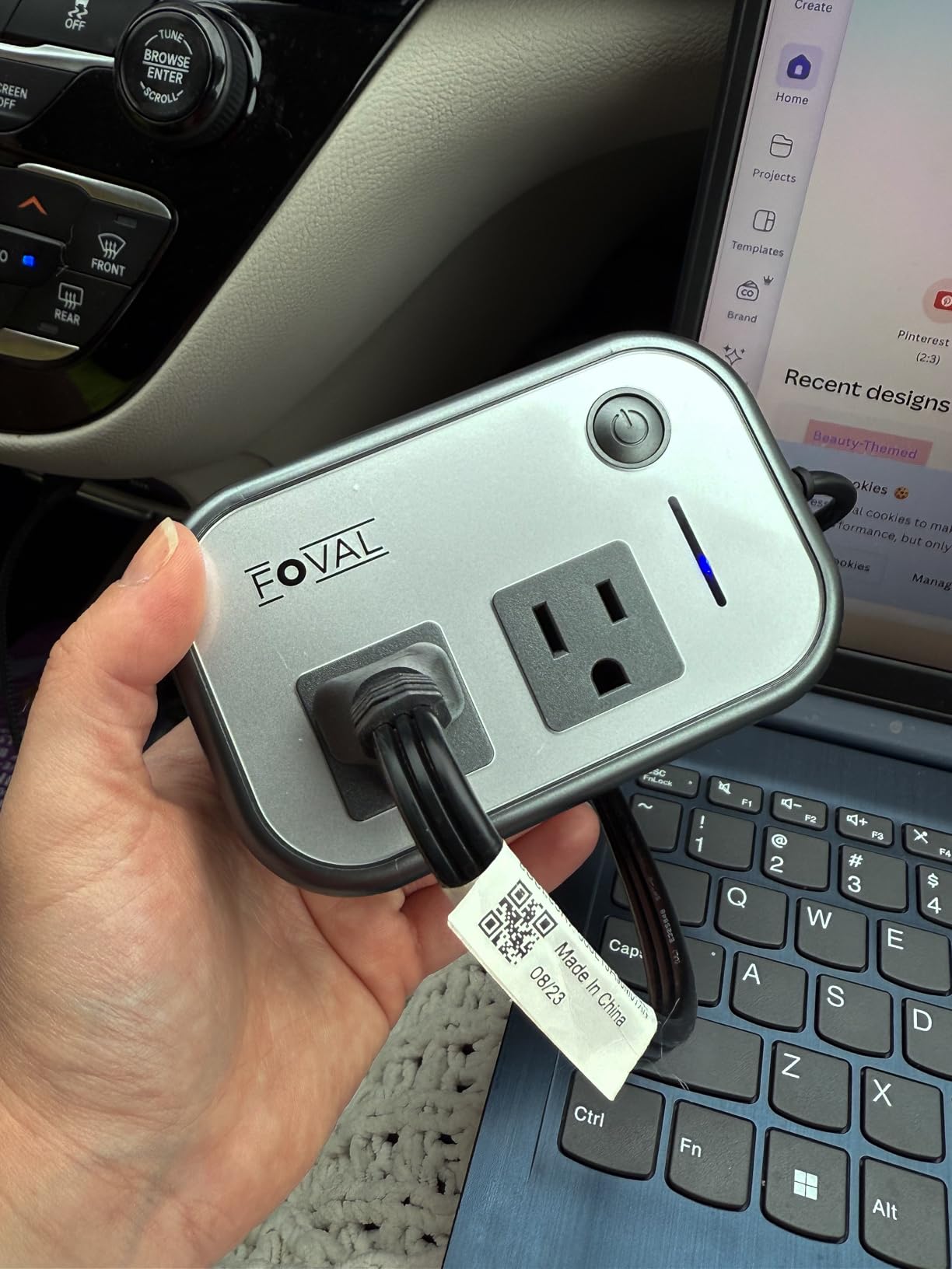 200W Car Power Inverter, FOVAL 12V DC to 110V AC Car Inverte with 4 USB Ports Car Outlet Adapter, Power Inverter for Vehicles, Car Plug Adapter Outlet for Laptop Computer Charger (Gray) customer photo 2