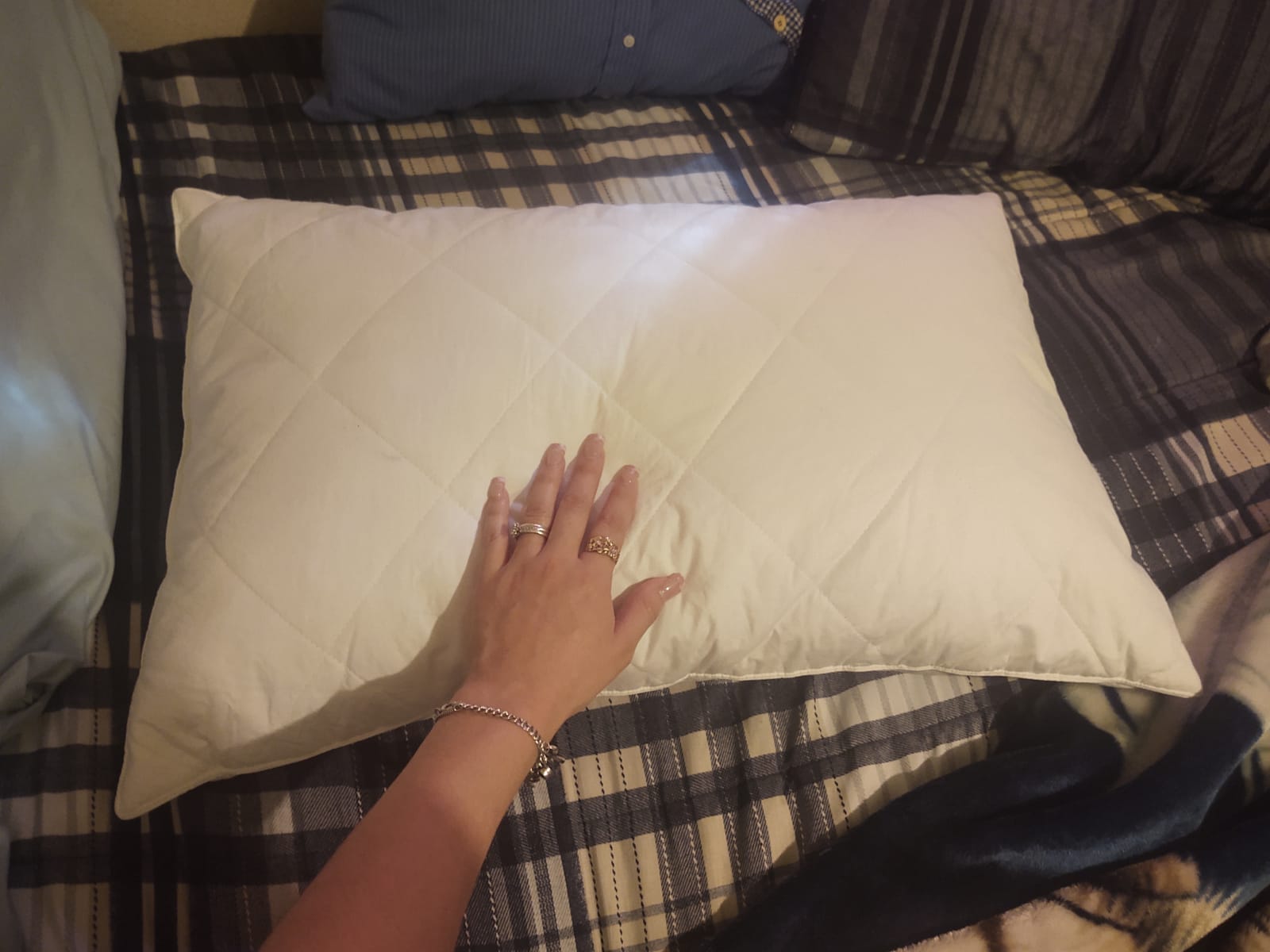 Three Geese White Goose Feather & Cotton Pillows Queen/Standard Size Set of 2 - Soft 600 Thread Count 100% Cotton, Medium Firm, Soft Support, White Solid customer photo 2