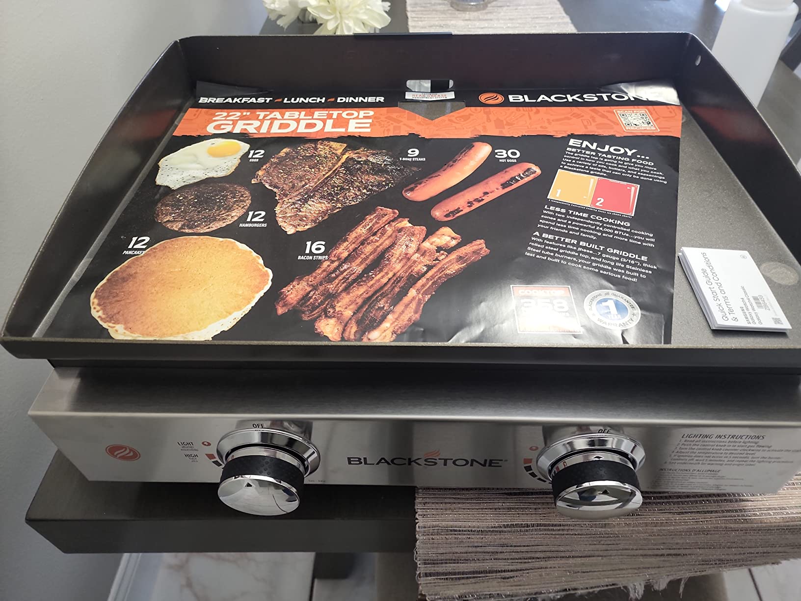 Blackstone 1666 22” Tabletop Griddle with Stainless Steel Faceplate, Powder Coated Steel, Black customer photo 2
