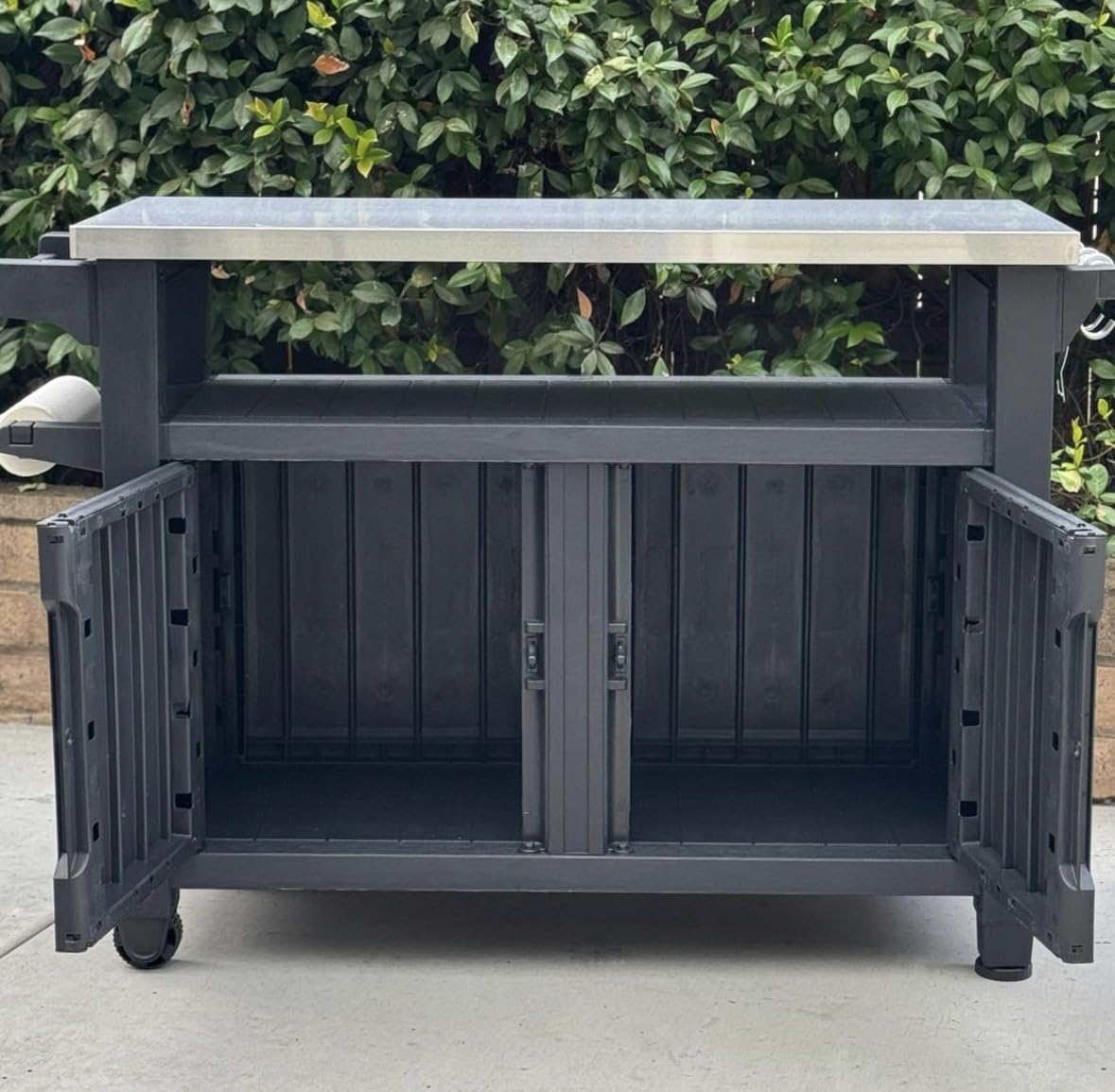 Keter Unity XL Portable Outdoor Table with Stainless Steel Top for Kitchen Prep and Outdoor Storage Cabinet for Grilling Accessories, Dark Grey customer photo 2