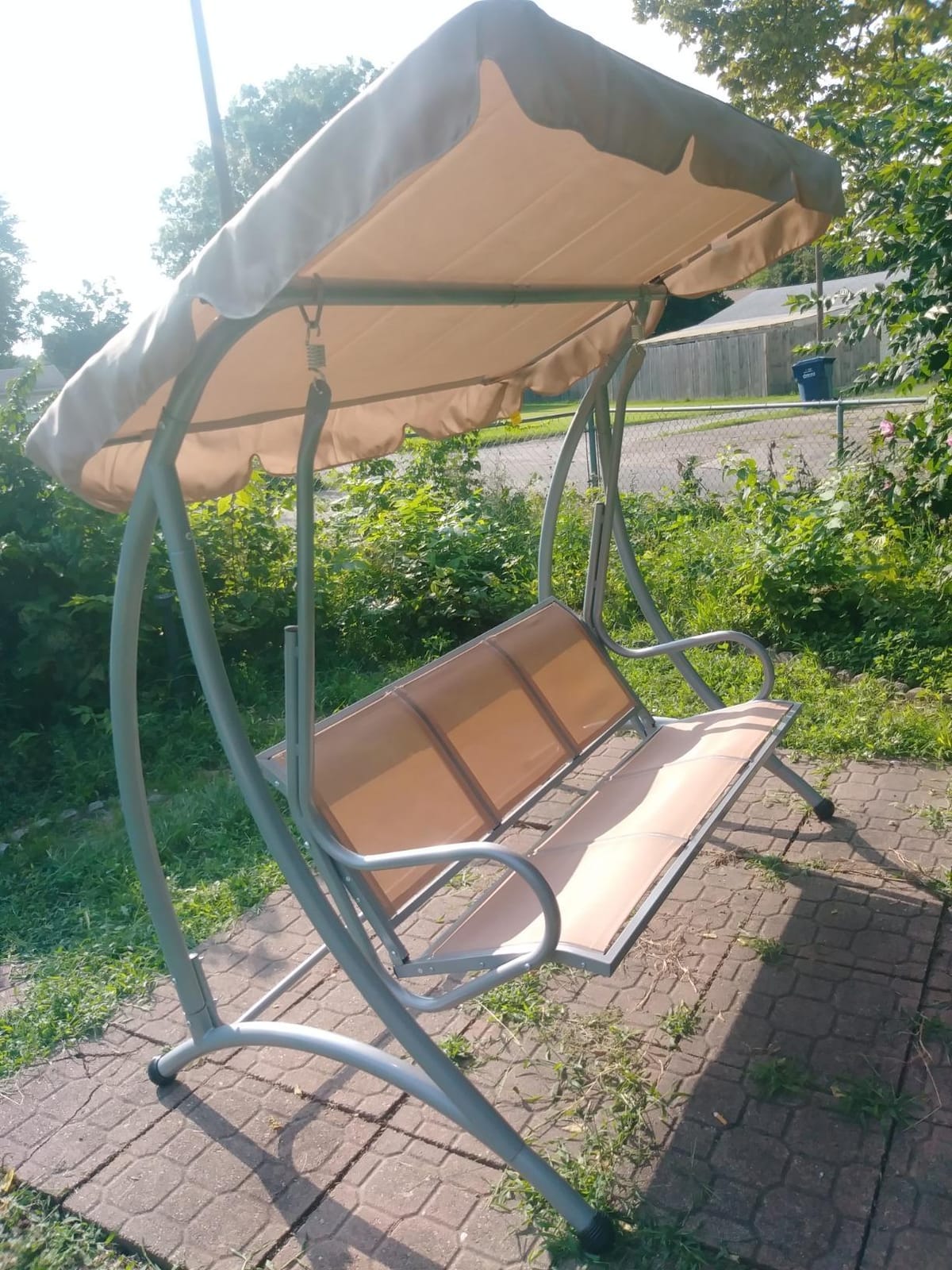 Outsunny 3-Seat Outdoor Porch Swing Chair Patio Swing Glider Beige customer photo 1