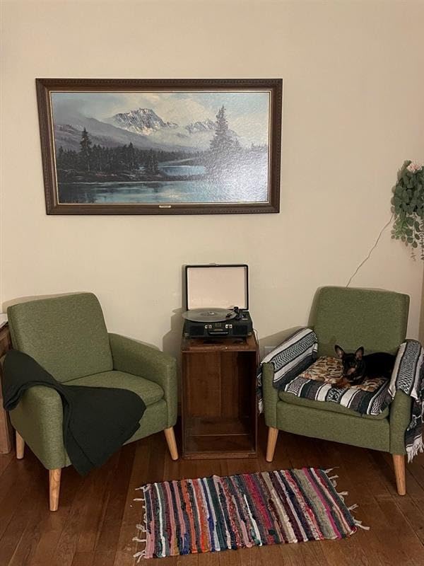 Mid-Century Modern Accent Chair, Linen Fabric Upholstered Comfy Reading Leisure Chair for Living Room, Bedroom, Office, Waiting Room, Wood Legs, Mustard Yellow customer photo 1