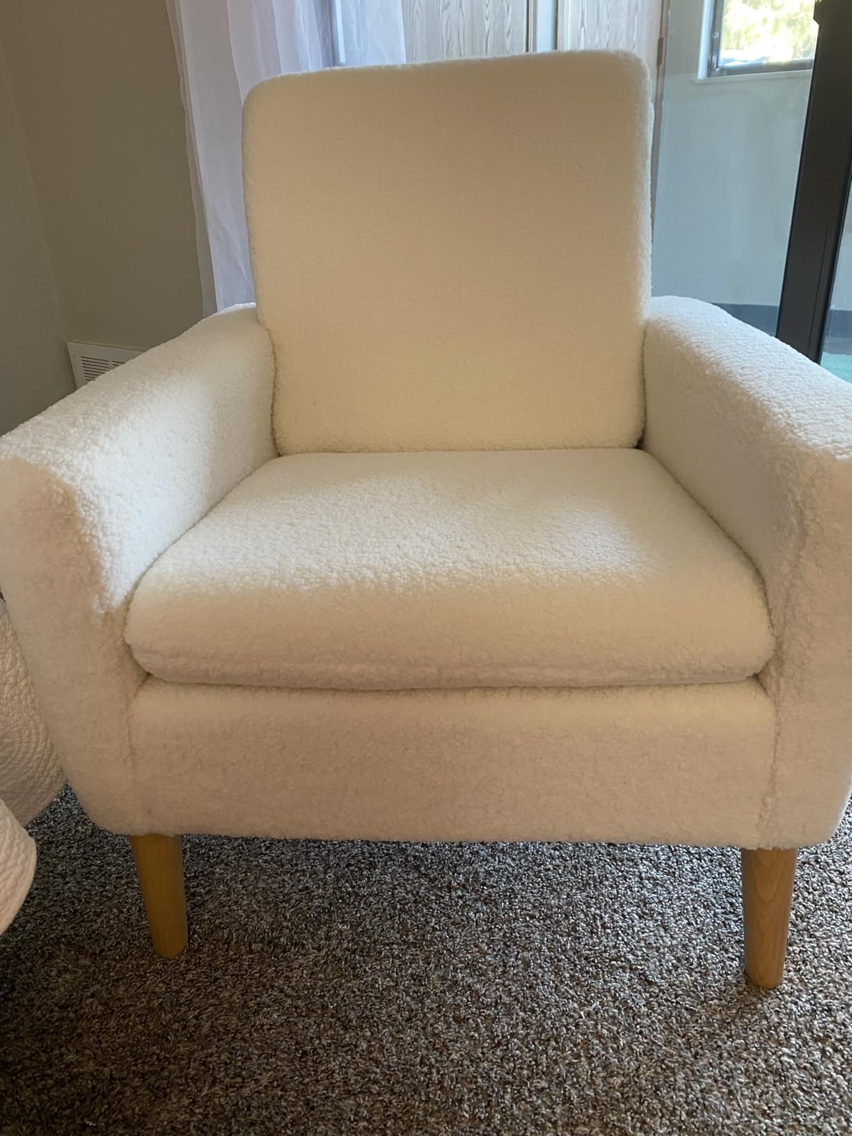 Mid-Century Modern Accent Chair, Linen Fabric Upholstered Comfy Reading Leisure Chair for Living Room, Bedroom, Office, Waiting Room, Wood Legs, Mustard Yellow customer photo 2