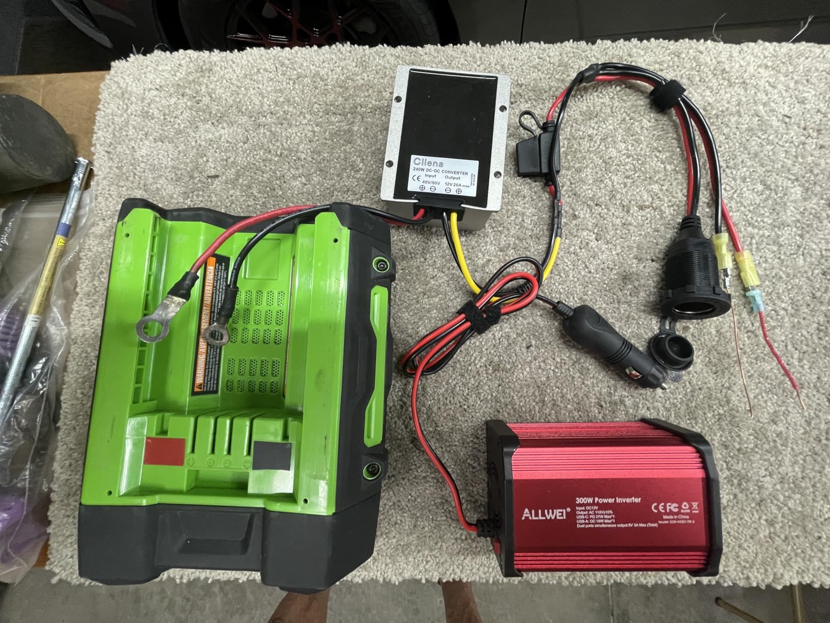 ALLWEI 300W Car Power Inverter 12V DC to 110V AC Car Inverter-Red customer photo 2