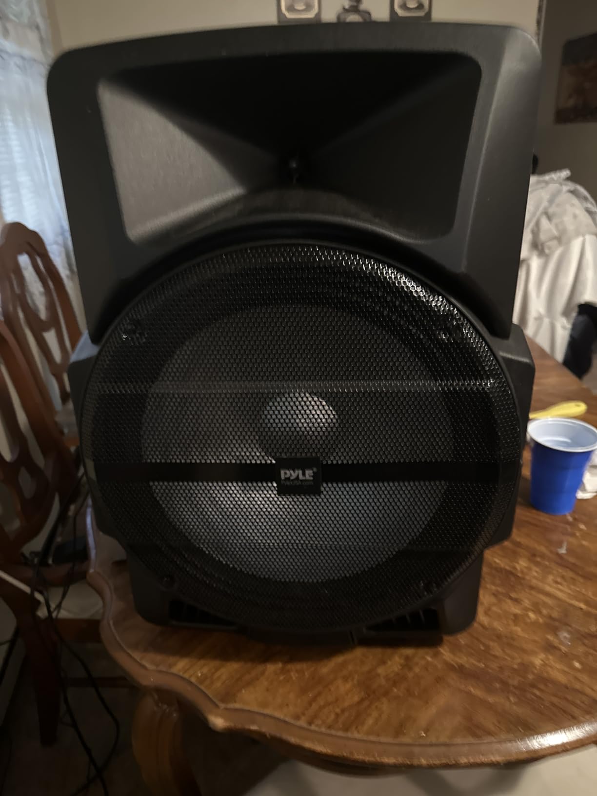 Pyle Wireless Portable PA Speaker System -1200W High Powered Bluetooth Compatible Indoor&Outdoor DJ Sound Stereo Loudspeaker wITH USB MP3 AUX 3.5mm Input, Flashing Party Light & FM Radio -PPHP1544B customer photo 2