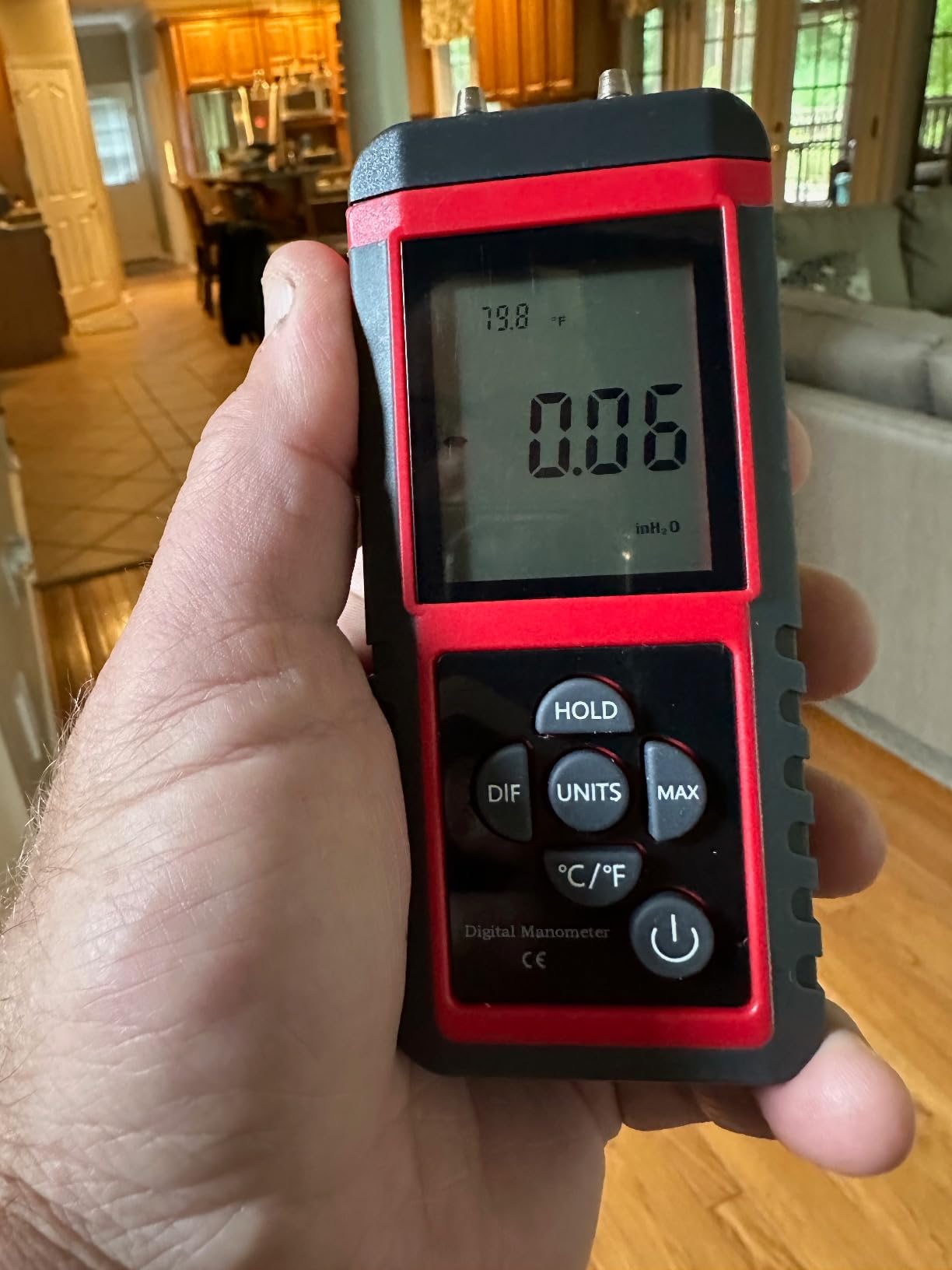 EHDIS Manometer, Professional Air Pressure Meter, Dual-Port HVAC Digital Manometers Gas Pressure Tester Differential Gauge customer photo 2