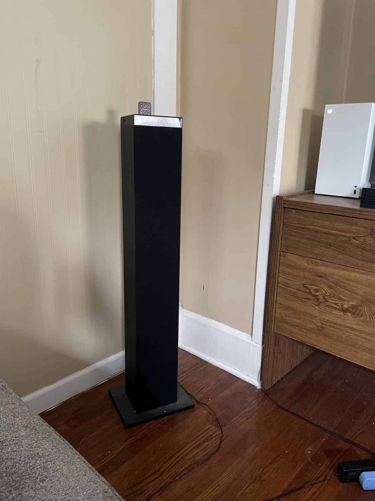 GOgroove Bluetooth Tower Speaker with Subwoofer Built in - Floorstanding Home Speaker with Powerful Bass and Dual Drivers, 120W Peak Power, MP3 3.5mm Aux, USB 2.0 Port Flash Drive, FM Radio (Single) customer photo 1