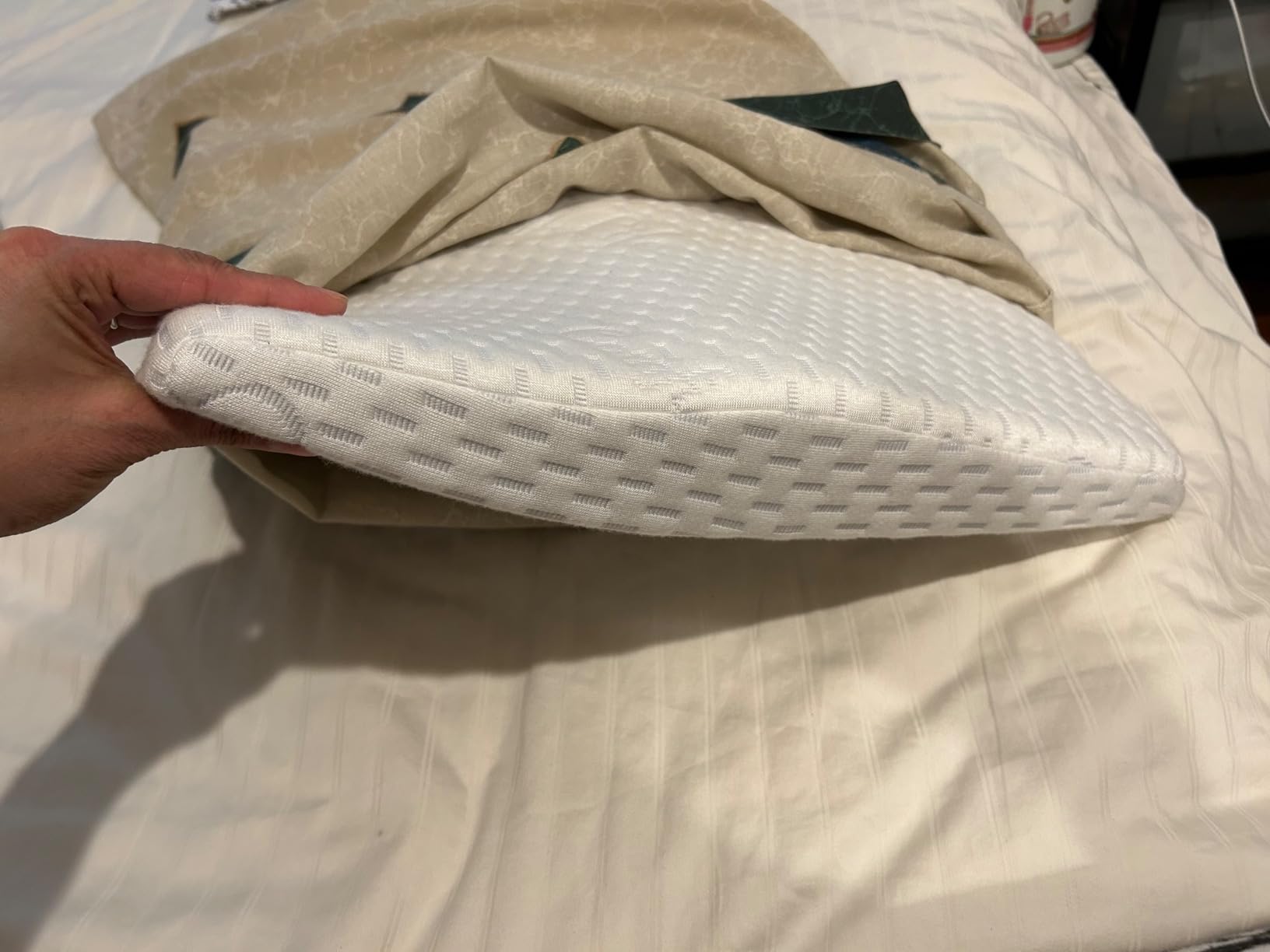 ComfiLife Lumbar Support Pillow for Sleeping Memory Foam Pillow for Back Pain Relief - Side, Back and Stomach Sleepers - Triangle Wedge Pillow - Bed Rest Pillow - Medium-Soft (White, Standard) customer photo 2
