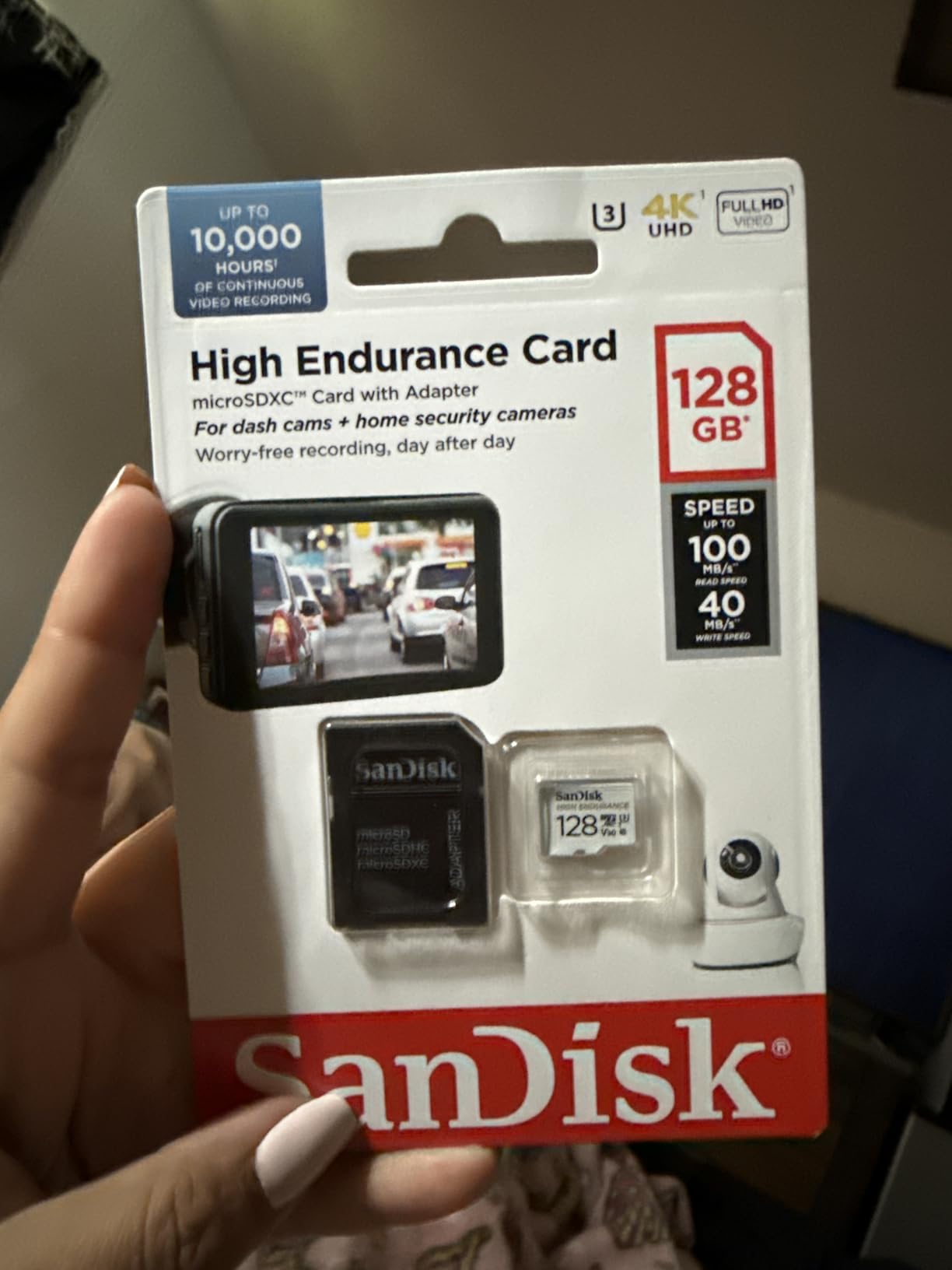 SANDISK 128GB High Endurance Video microSDXC Card with Adapter for dash cam and home monitoring systems - C10, U3, V30, 4K UHD, Micro SD Card - SDSQQNR-128G-GN6IA customer photo 2