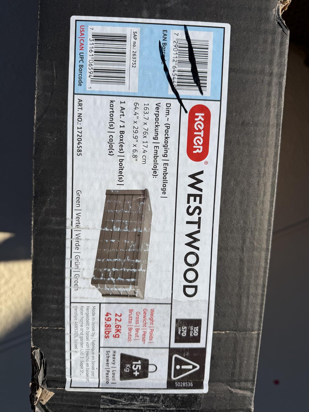 Keter Westwood Outdoor Storage Deck Box, 150 Gallon, Dark Grey customer photo 2