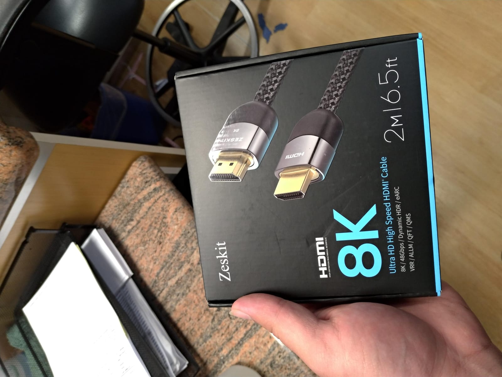 Zeskit Certified 2.1 8K HDMI Cable 48Gbps 4K120Hz Compatible with Soundbar eARC HDR10 VRR Dolby Vision Atmos HDCP 2.2 & 2.3 Gaming PS5 Xbox Series X Apple TV Roku Monitor (Ultra High Speed Maya 10ft) customer photo 1