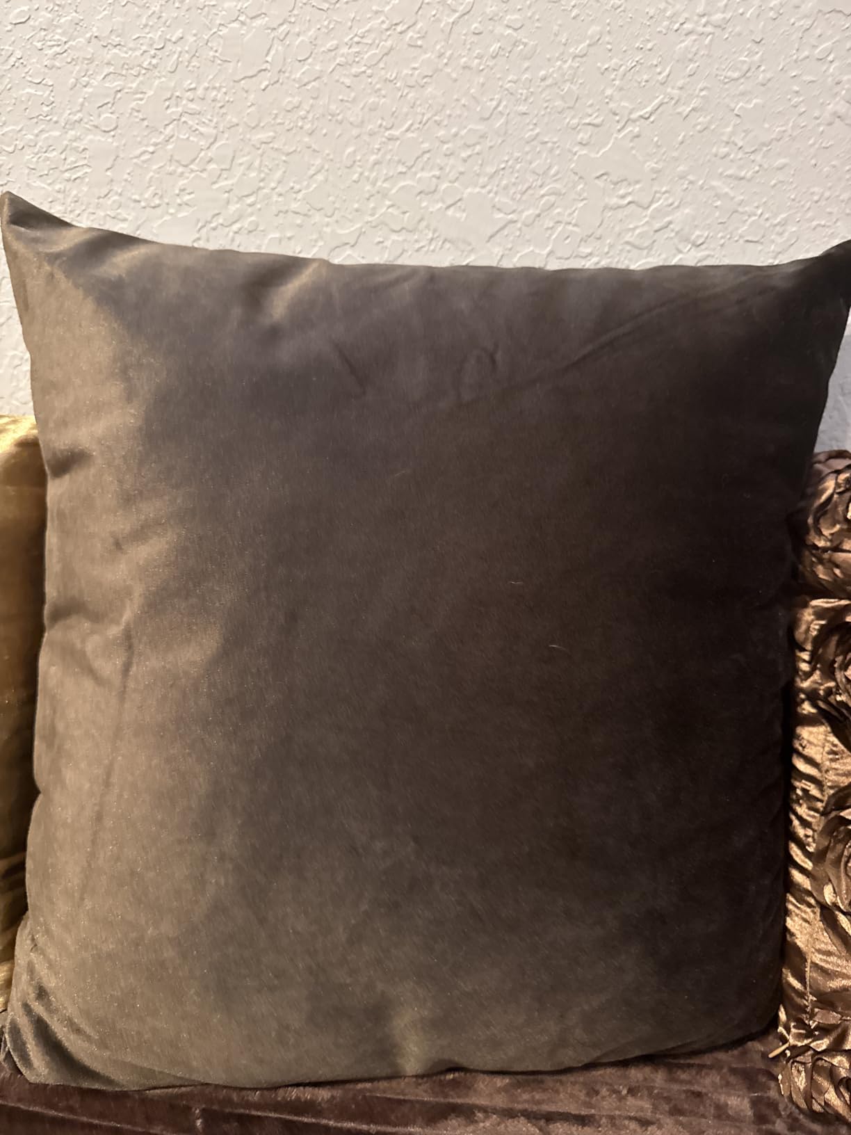DEZENE Throw Pillow Covers 18x18 Light-Grey: Pack of 2 Cozy Soft Velvet Square Modern Luxury Decorative Throw Pillow Cases for Sofa Couch Living Room Bed Home Decor customer photo 1