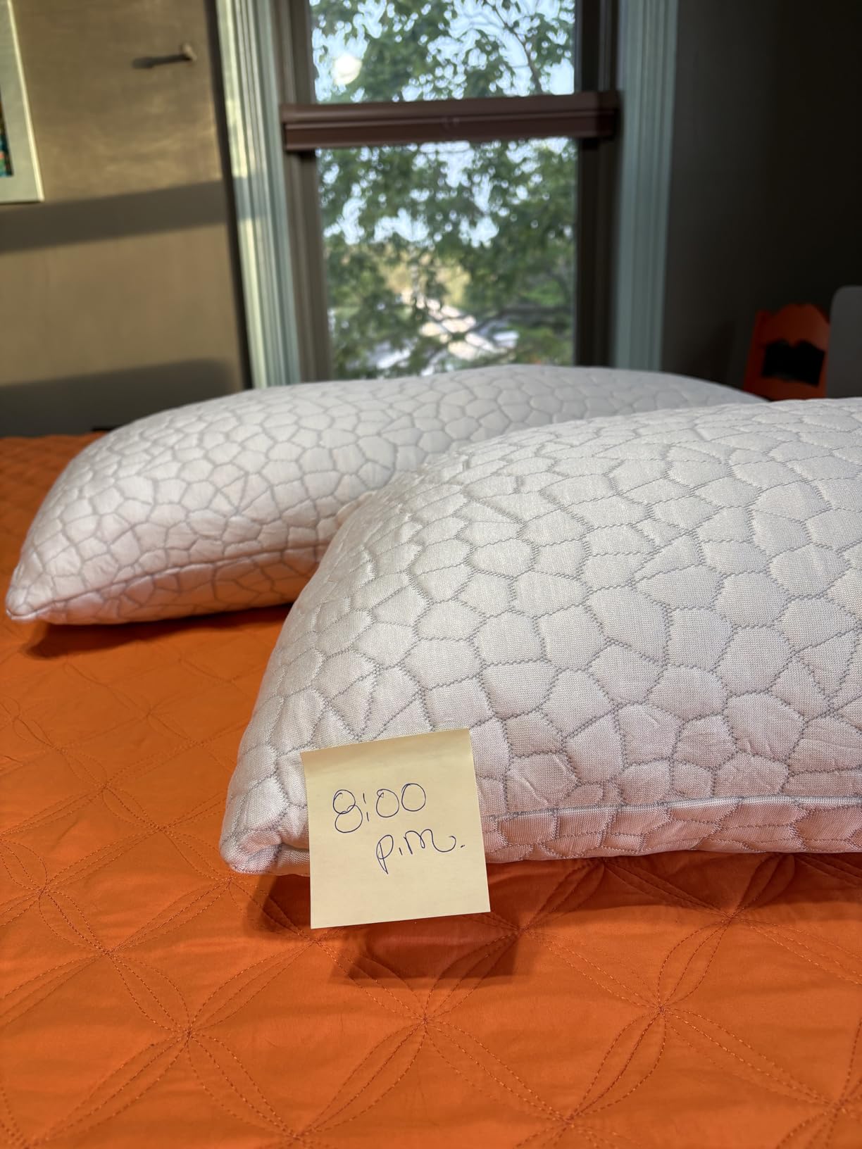 QUTOOL Cooling Pillow for Sleeping, CertiPUR-US Shredded Memory Foam Queen Pillows Set of 2, Cool Pillow for Hot Sleepers Adjustable Firm Pillow for Side, Back, Stomach Sleepers Soft Yet Support, White customer photo 1
