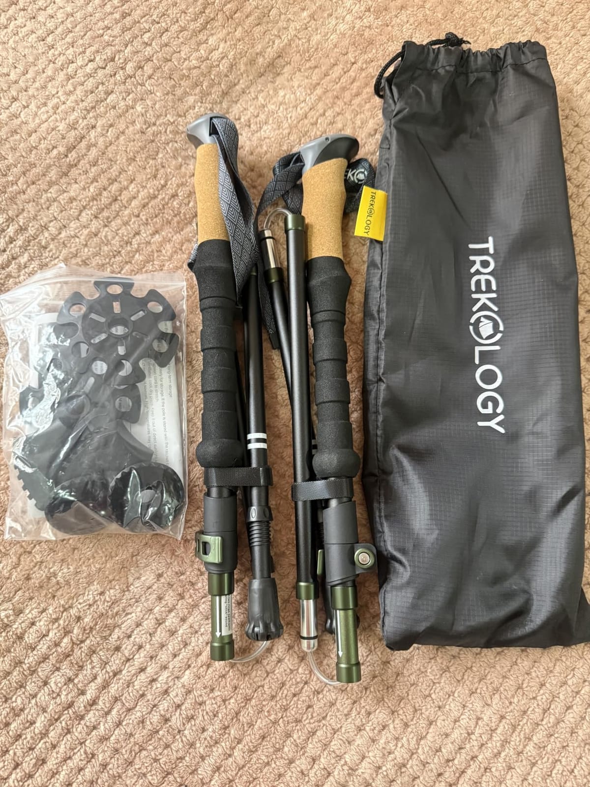 Trekology Trek-Z Cork Grip Collapsible Lightweight Hiking Trekking Poles | Adjustable folding aluminum walking stick for men, women and seniors; foldable, retractable staff for travel and balance customer photo 2