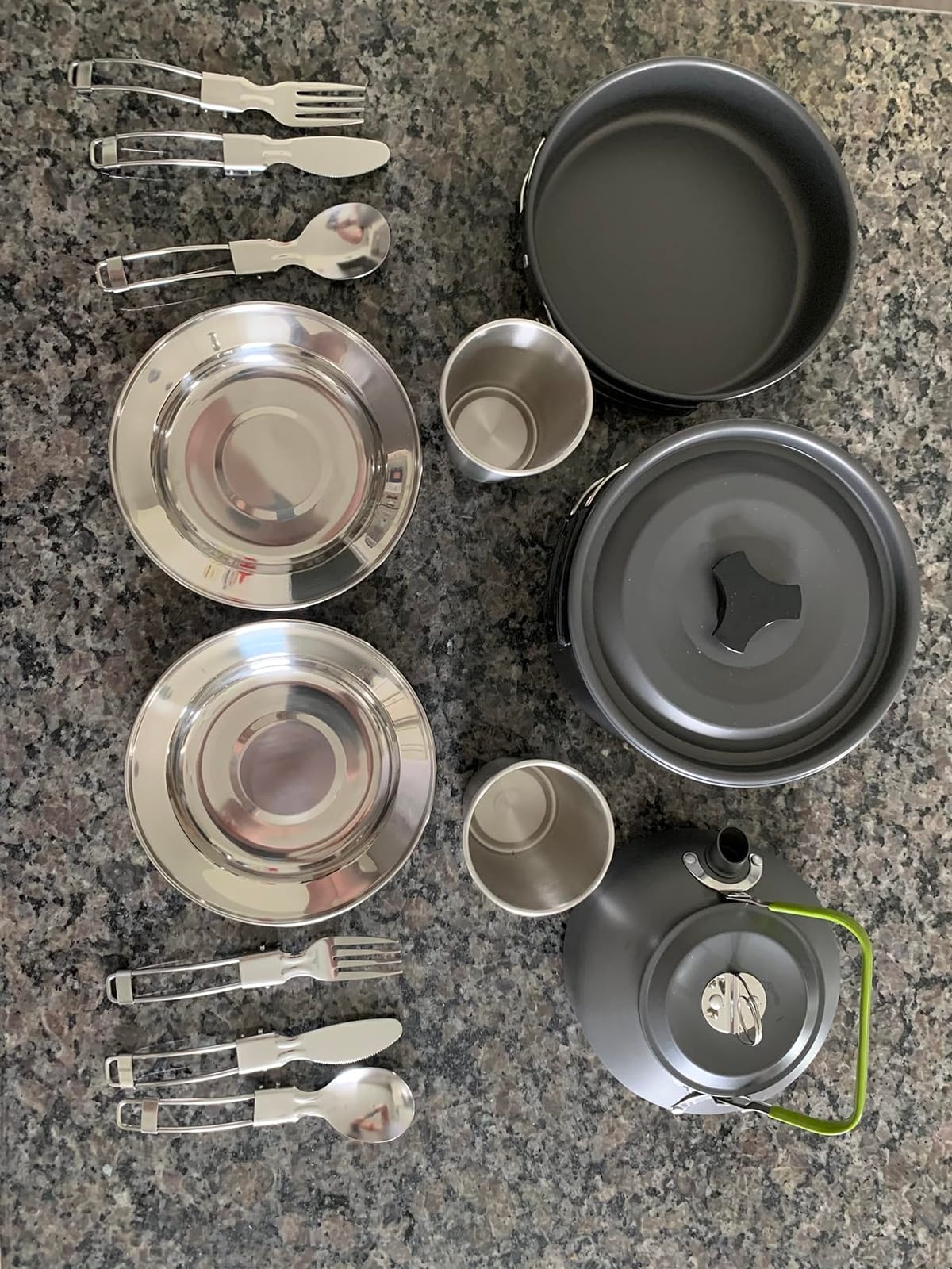 Odoland 15pcs Camping Cookware Mess Kit, Lightweight Pot Pan Kettle Set customer photo 1