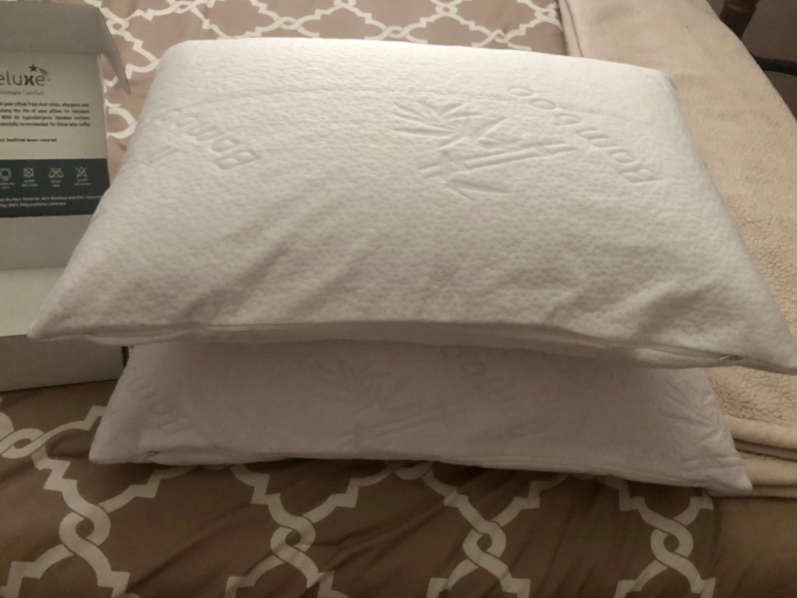 Premium Waterproof Pillow Protector Covers - Viscose Made from Bamboo - Allergy, Dust, and Mite Proof Zippered Pillowcase, Set of 2 Queen Size customer photo 2