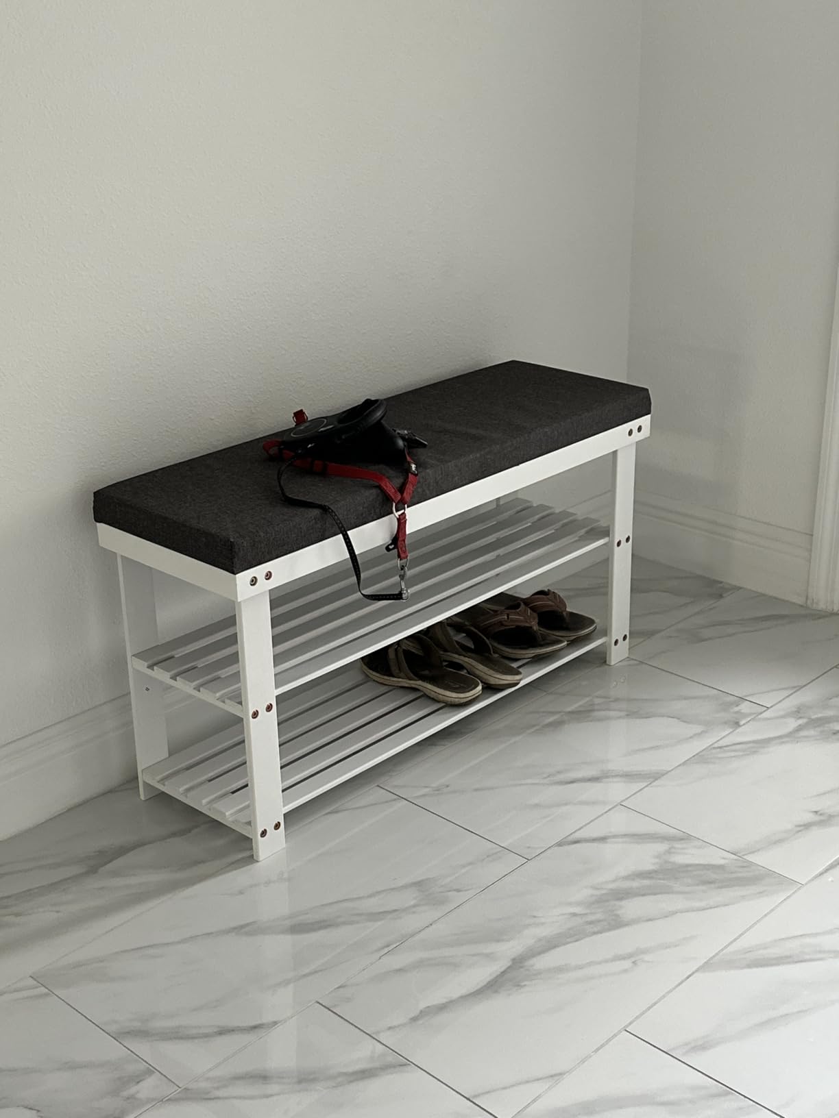 SONGMICS Bamboo Shoe Bench, 3-Tier Shoe Rack, 11.9 x 28.3 x 19.2 Inches customer photo 1