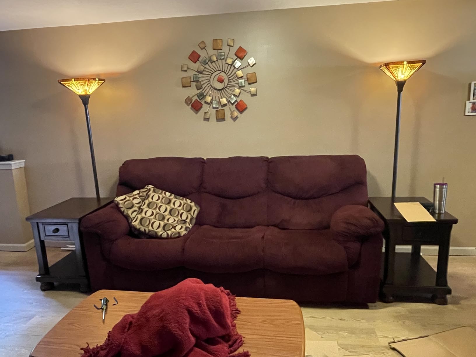 Capulina Tiffany Lamp Antique Amber Brown Stained Glass Torchiere Floor Lamp customer photo 1