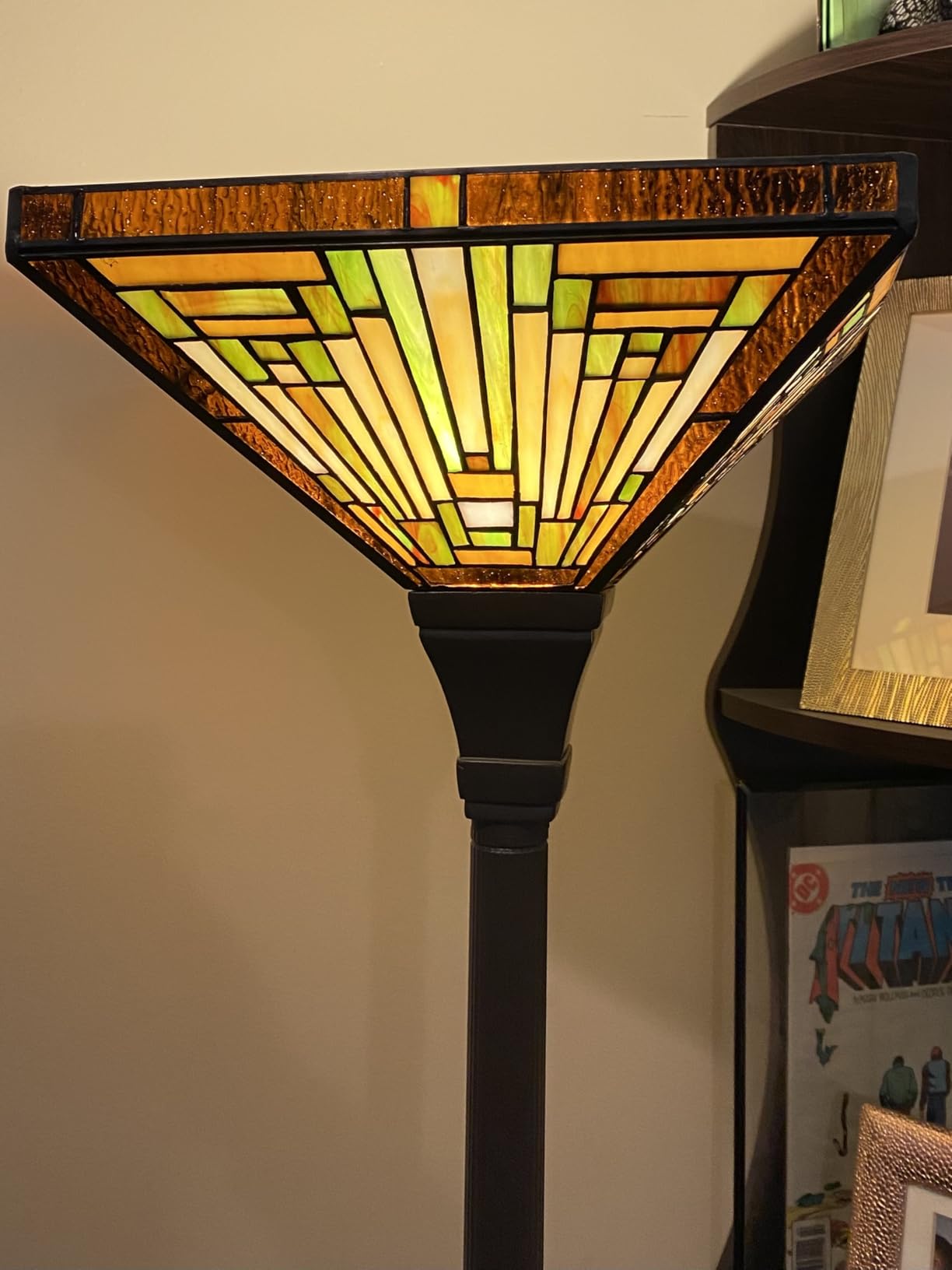 Capulina Tiffany Lamp Antique Amber Brown Stained Glass Torchiere Floor Lamp customer photo 2
