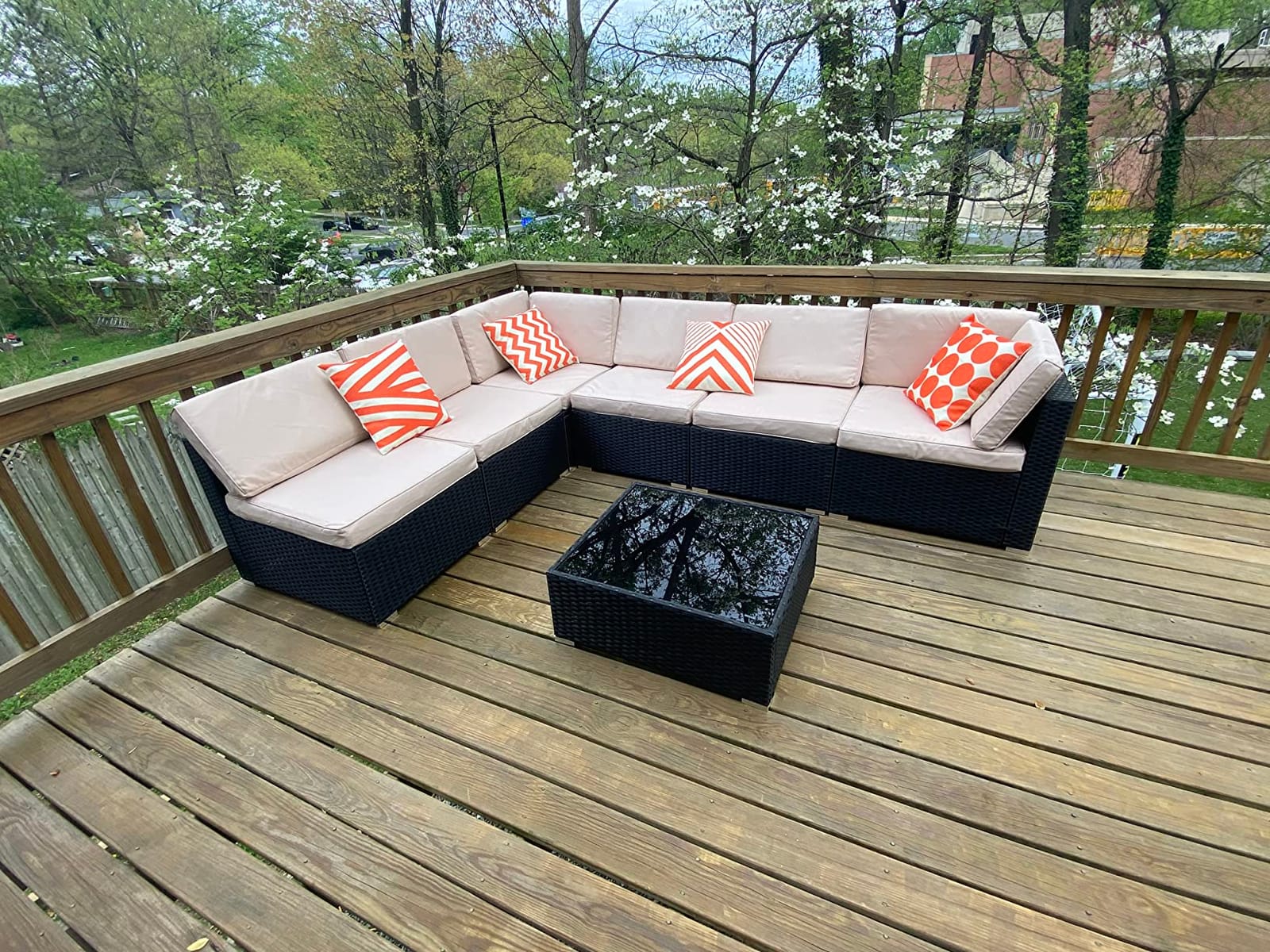 Pamapic 7 Pieces Outdoor Sectional Furniture，Wicker Patio sectional Furniture Sets，All-Weather Rattan Sectional Sofa Conversation Set with Coffee Table and Washable Couch Cushions Covers customer photo 2