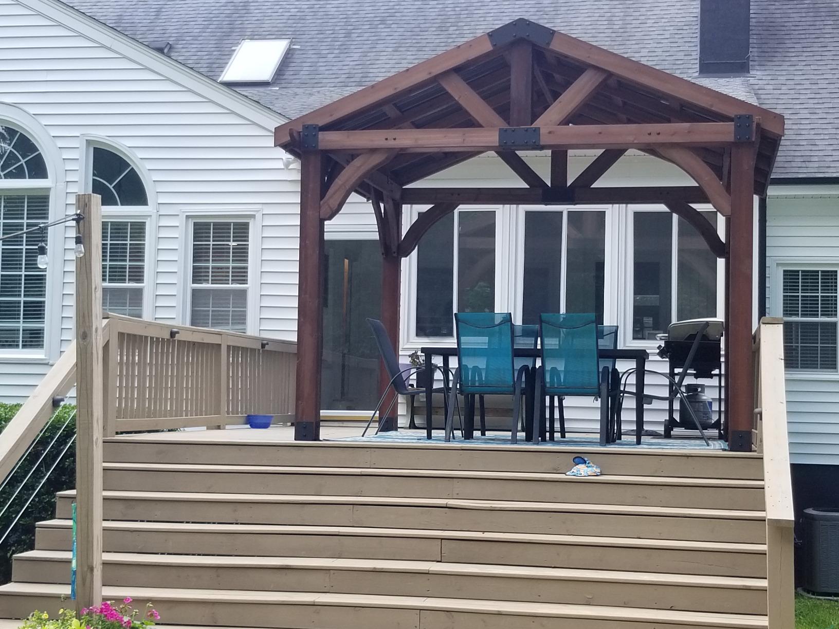 Backyard Discovery Arlington 12' x 12' Cedar Wood Outdoor Gazebo Pavilion with Hardtop Galvanized Steel Peak Roof, Snow Support, Wind Resistance, PowerPort, Shade for Garden, Patio, Deck, Entertaining customer photo 2