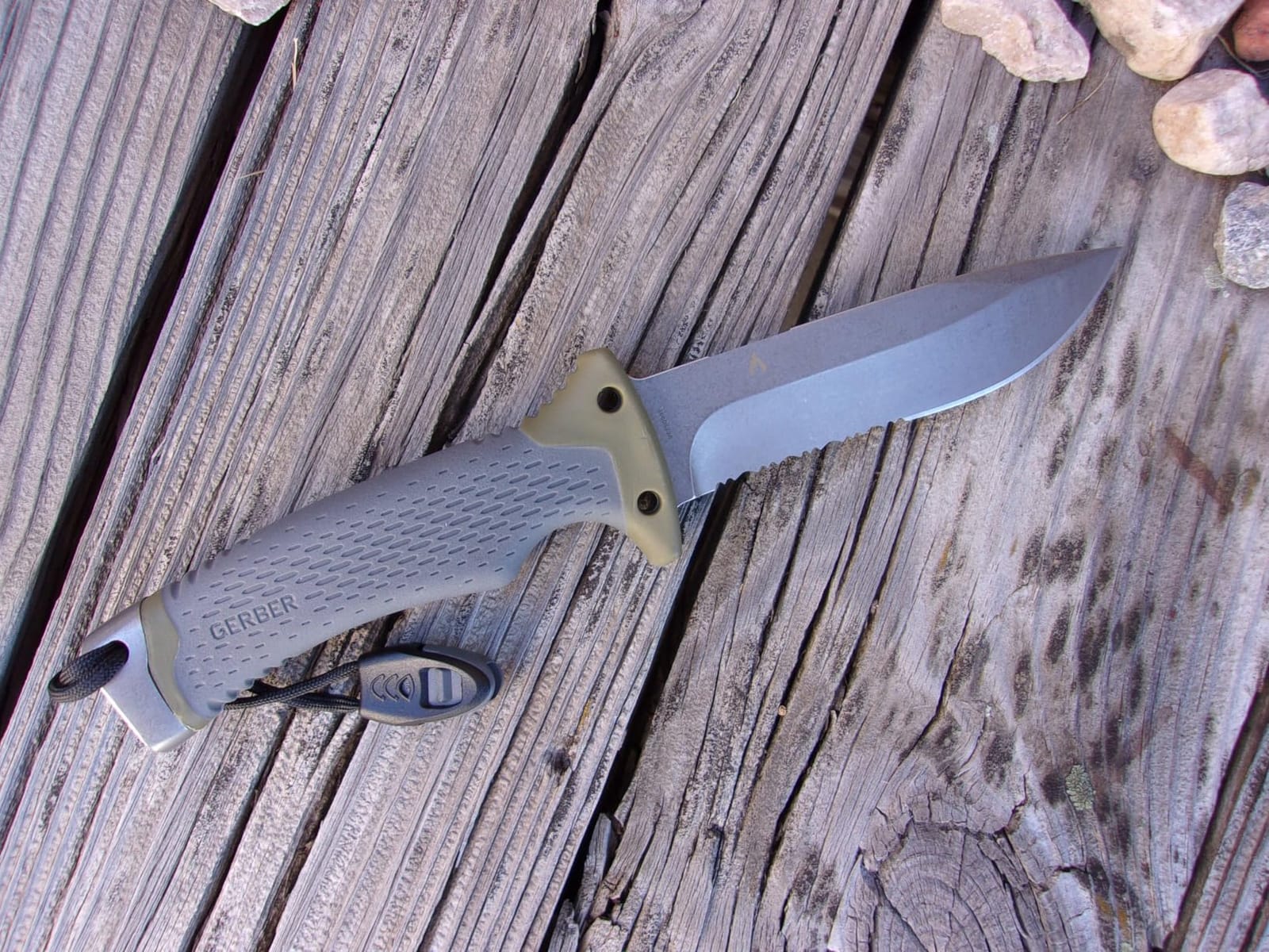 Gerber Ultimate Fixed Blade Knife w/Sheath, Knife Sharpener, Ferro Rod | Bushcraft & hunting knife, combo edge blade, whistle, sheath with integrated sharpener, fire starter, camping EDC tool customer photo 1