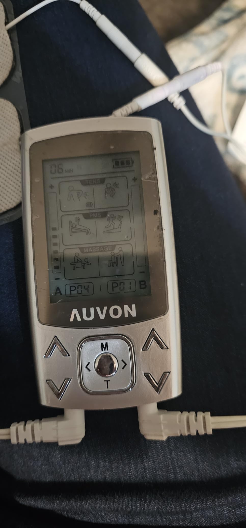 AUVON Dual Channel TENS Unit 24 Modes Muscle Stimulator for Pain Relief,Rechargeable TENS Machine Massager with 12 Pads, ABS Pads Holder, USB Cable and Dust-Proof Storage Bag customer photo 2