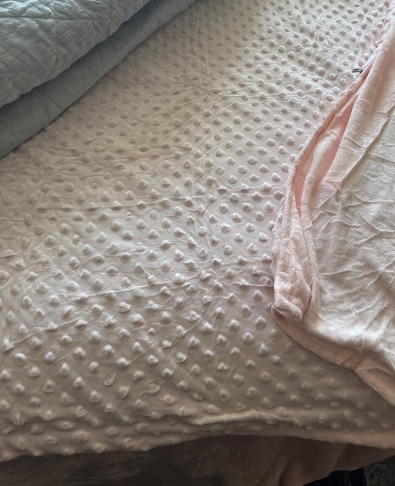 Acdyion Weighted Blanket Cover 60x80, Grey Minky Dot & Fleece Removable Duvet Cover with 12 Ties, Washable Fabric for 60x80 Weighted Blankets, Soft Minky and Cozy Fleece Dual-Sided Cover customer photo 2