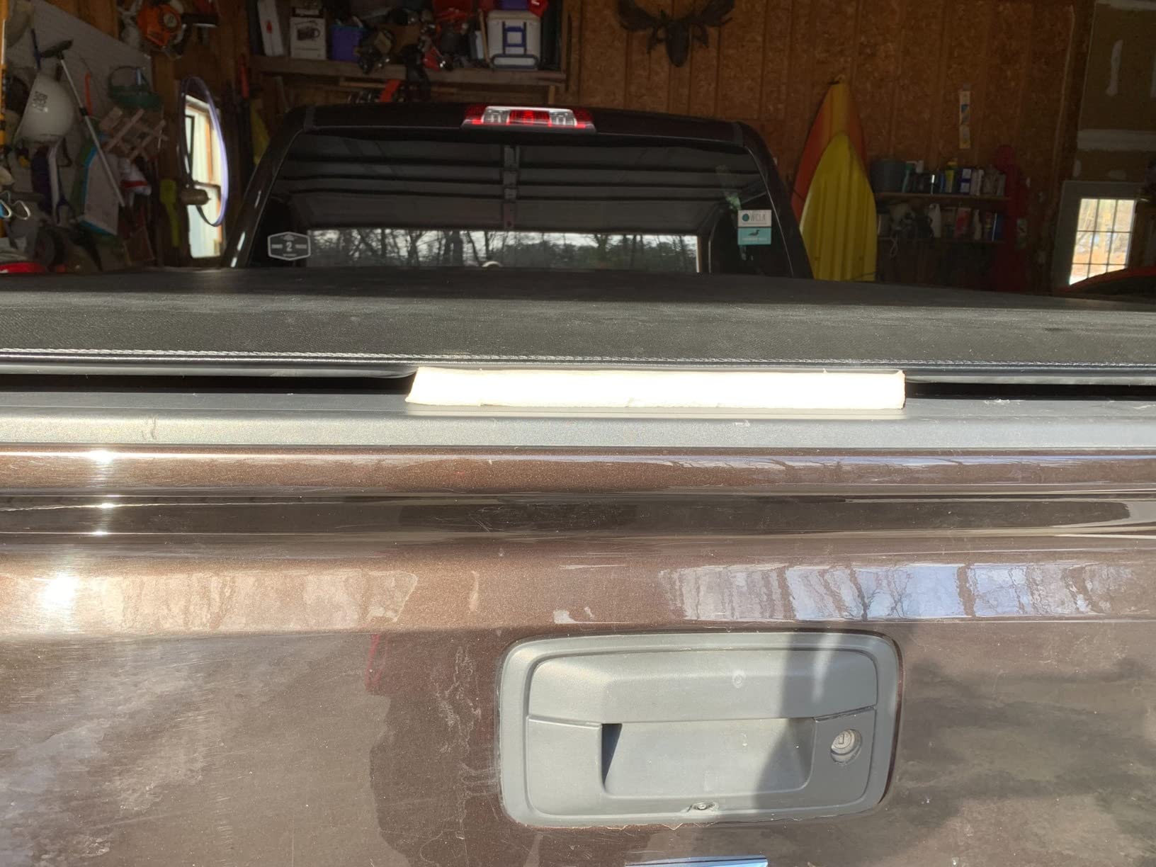 Amazon Basics Soft Roll-Up Truck Bed Tonneau Cover, 6.5 ft, Water-Resistant, Works with Bed Liners for 2014-2019 Chevy Silverado, GMC Sierra 1500, 2015-2018 Silverado Sierra 2500 3500 HD, Fleetside customer photo 2