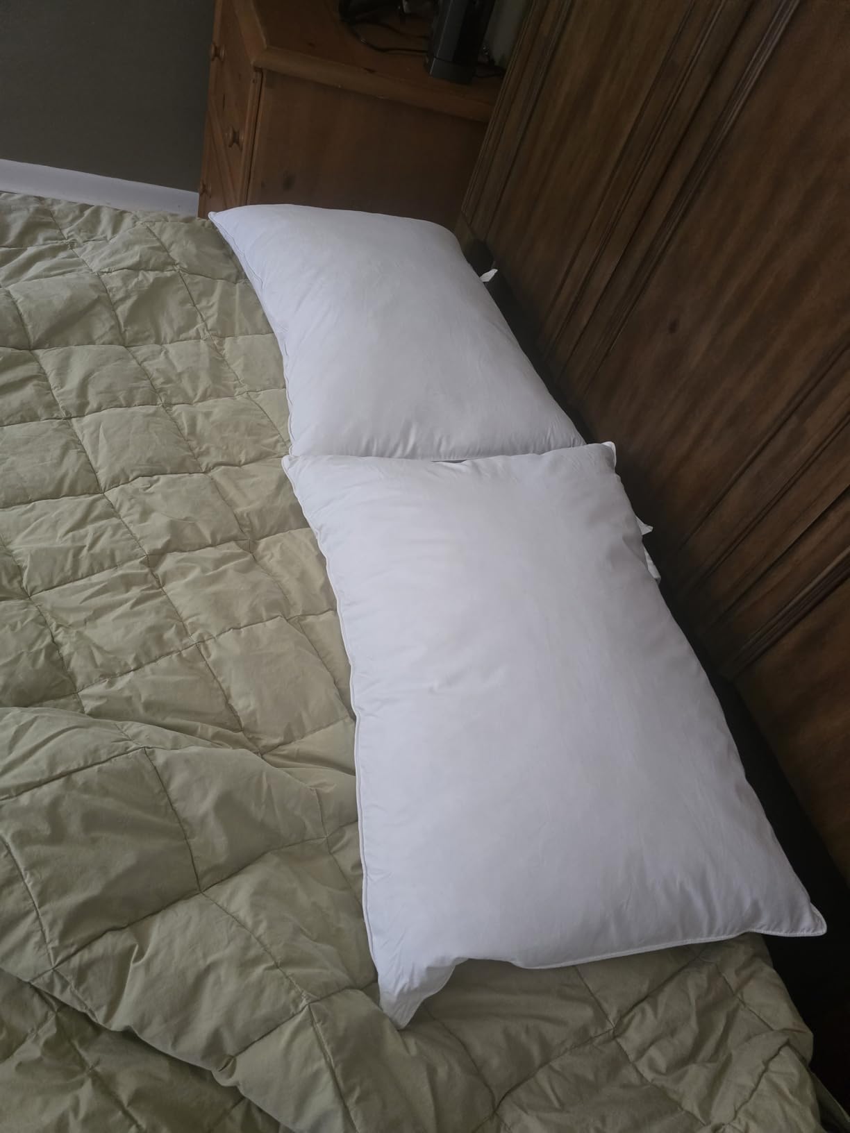 Goose Feathers and Down Pillows, Bed Pillows Queen Size Set of 2 | Hotel Collection, Soft Pillows For Sleeping, All Sleeping Positions, 100% Cotton Cover, Downproof, White customer photo 2