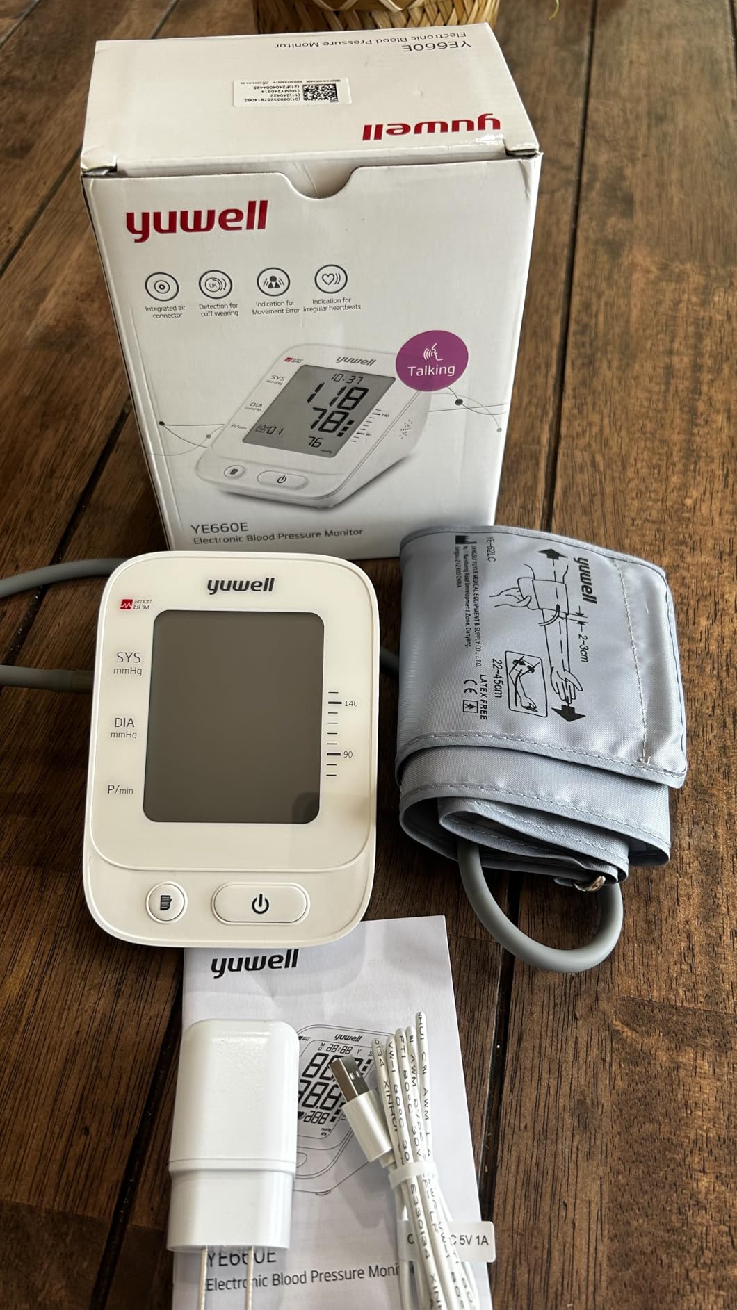 yuwell Blood Pressure Monitor, Large Upper Arm Blood Pressure Cuff, Digital Blood Pressure Machine for Home Use, Large Display, Stores 99 Readings, Voice Broadcasting with Power Adapter and Batteries customer photo 2