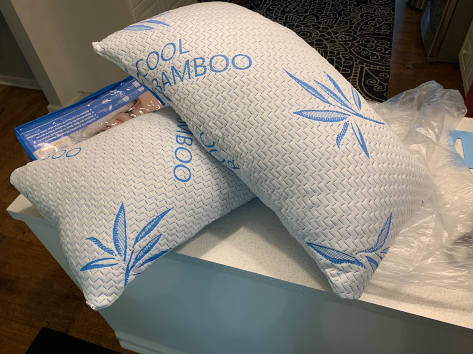 2 Pack King Size Pillows for Sleeping, Cooling Shredded Memory Foam Adjustable Bed Pillow with, Removable/Washable Cover (King 2 Pack) customer photo 1