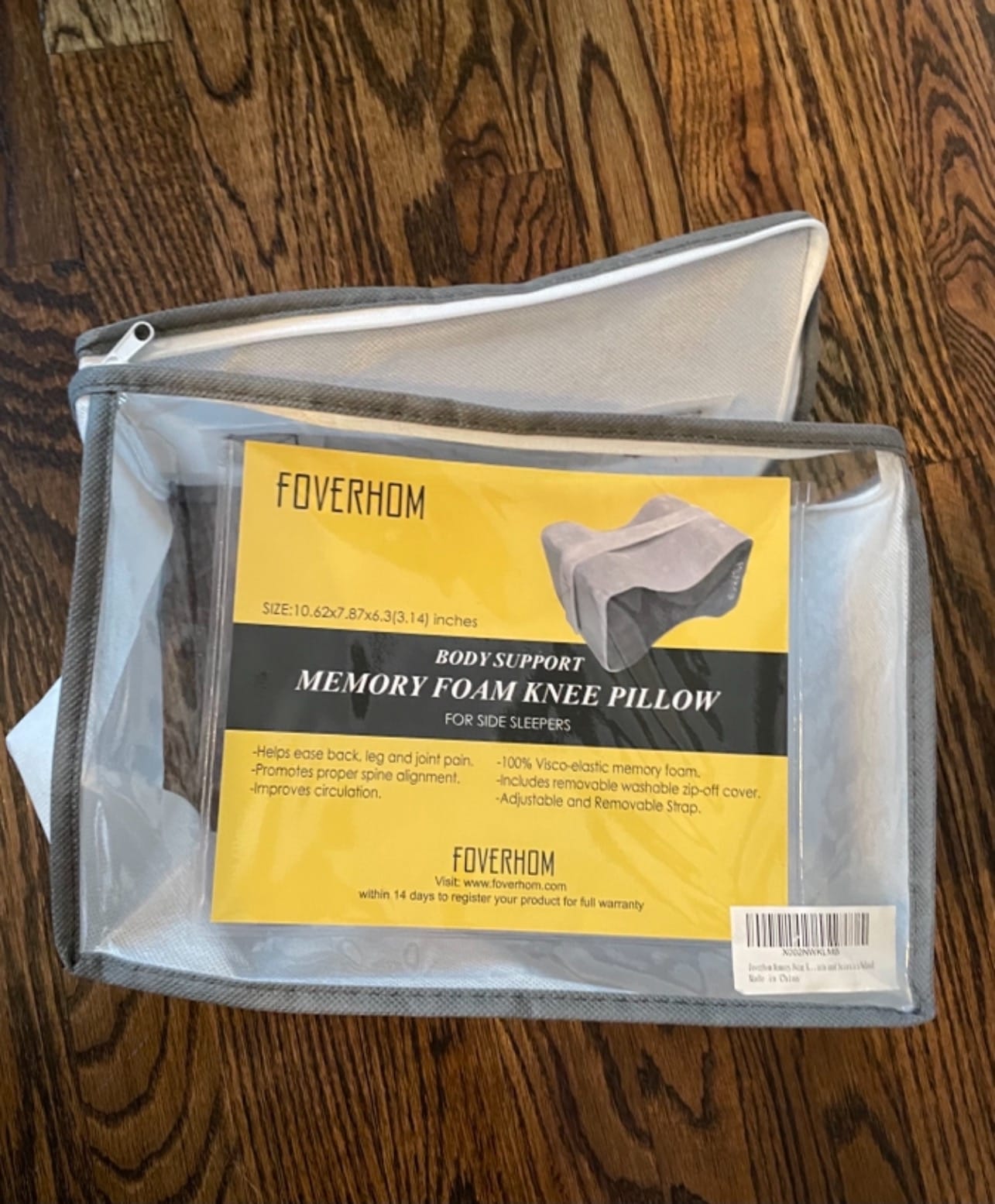 foverhom Memory Foam Knee Pillow Orthopedic Leg Support Grey | High Density Foam with Soft Breathable Cover, Suitable for Side Sleepers, Pregnancy and Daily Rest at Home or Travel Use customer photo 1